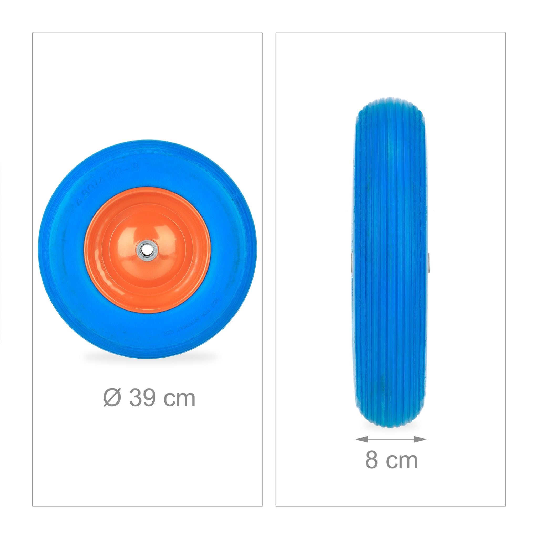 Schubkarrenrad PU 4.80 4.00-8 Blau-Orange von Relaxdays