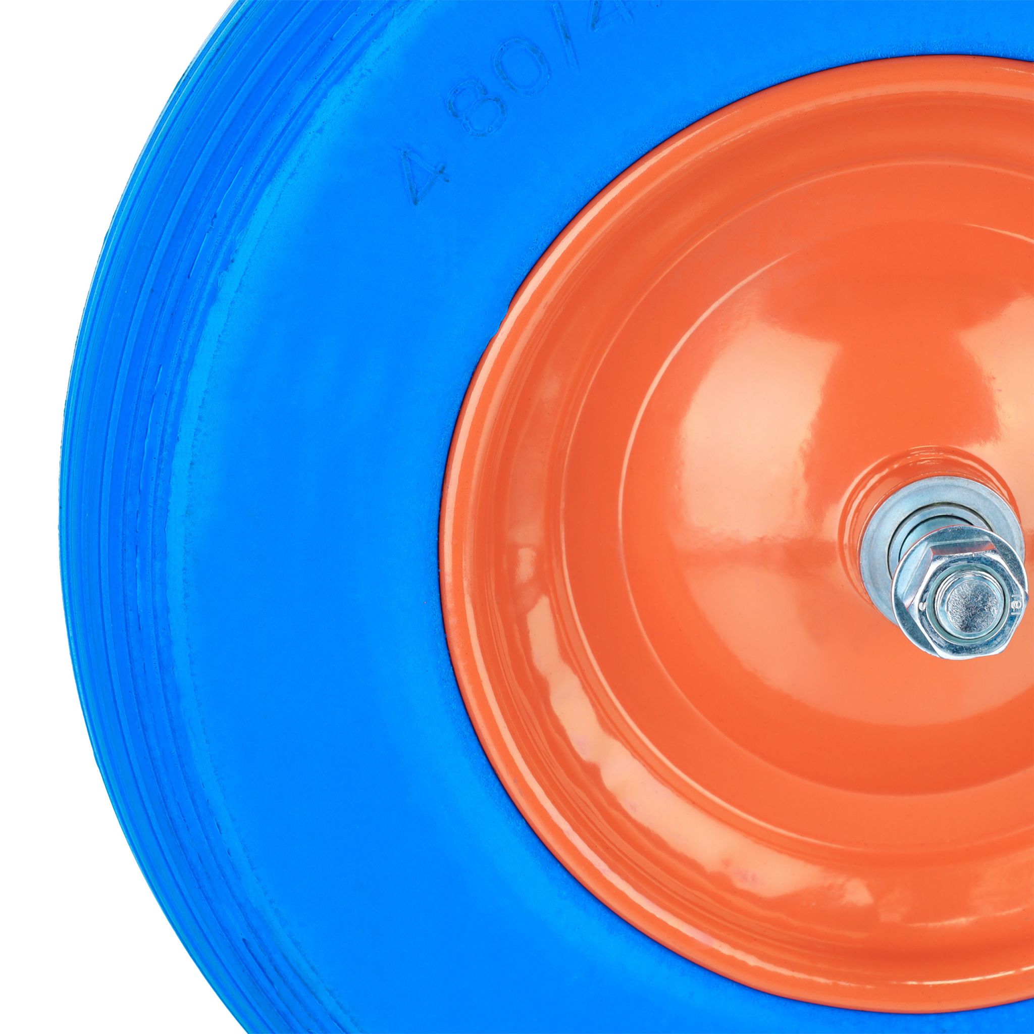 Schubkarrenrad mit Achse 4.80 4.00-8 Blau-Orange von Relaxdays