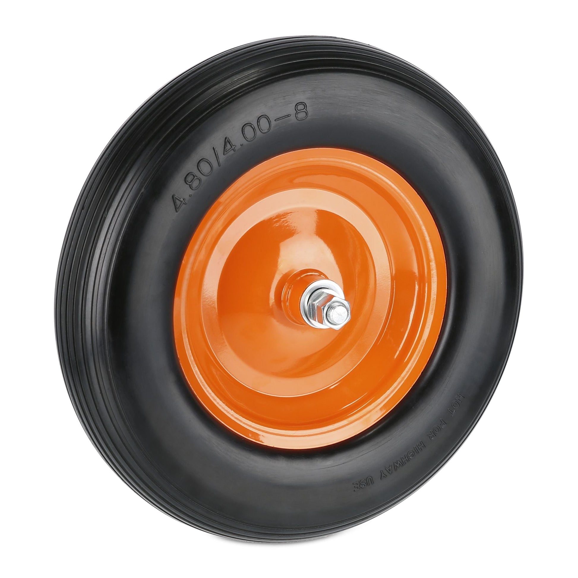 Schubkarrenrad mit Achse 4.80 4.00-8 Orange-Schwarz von Relaxdays