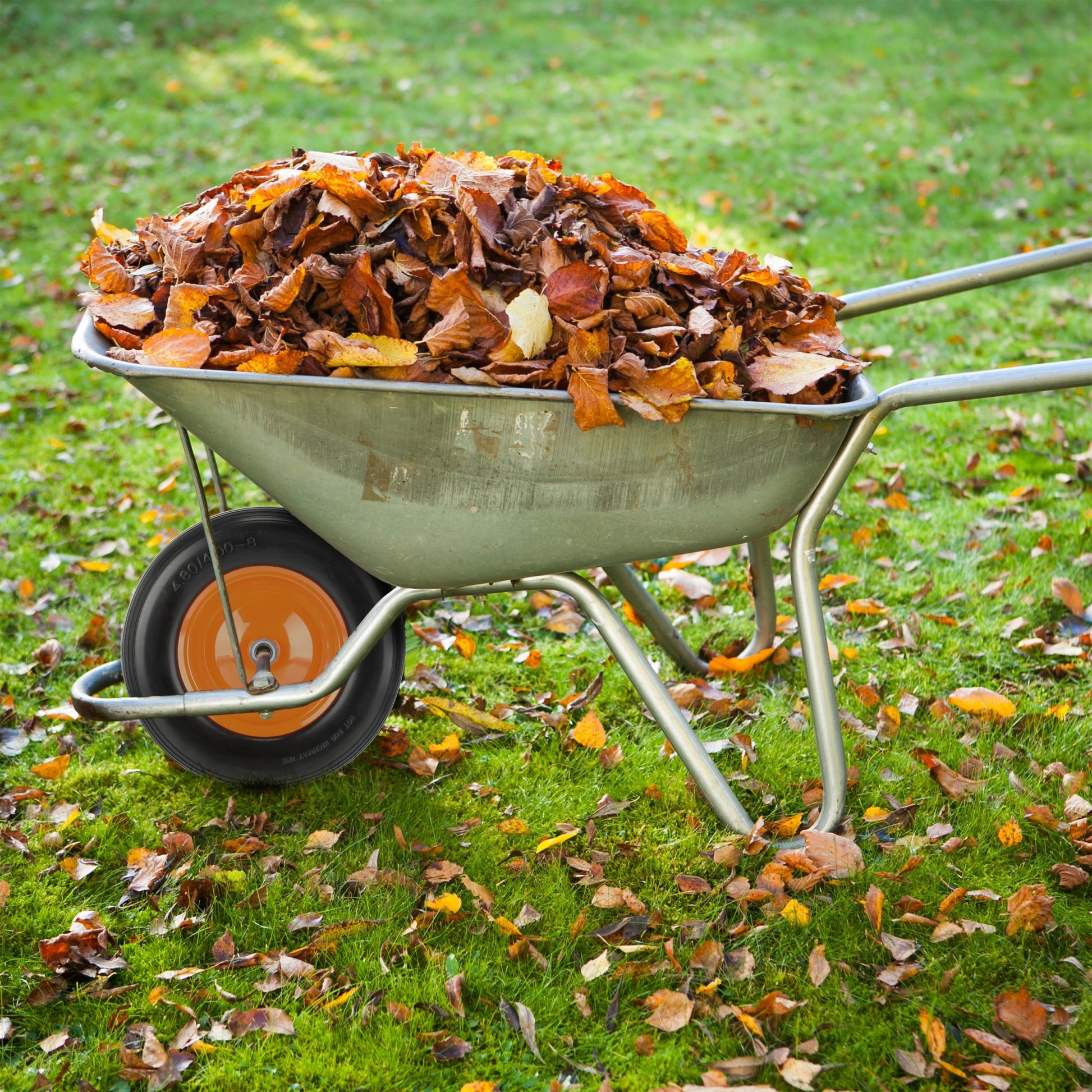 Schubkarrenrad mit Achse 4.80 4.00-8 Orange-Schwarz von Relaxdays