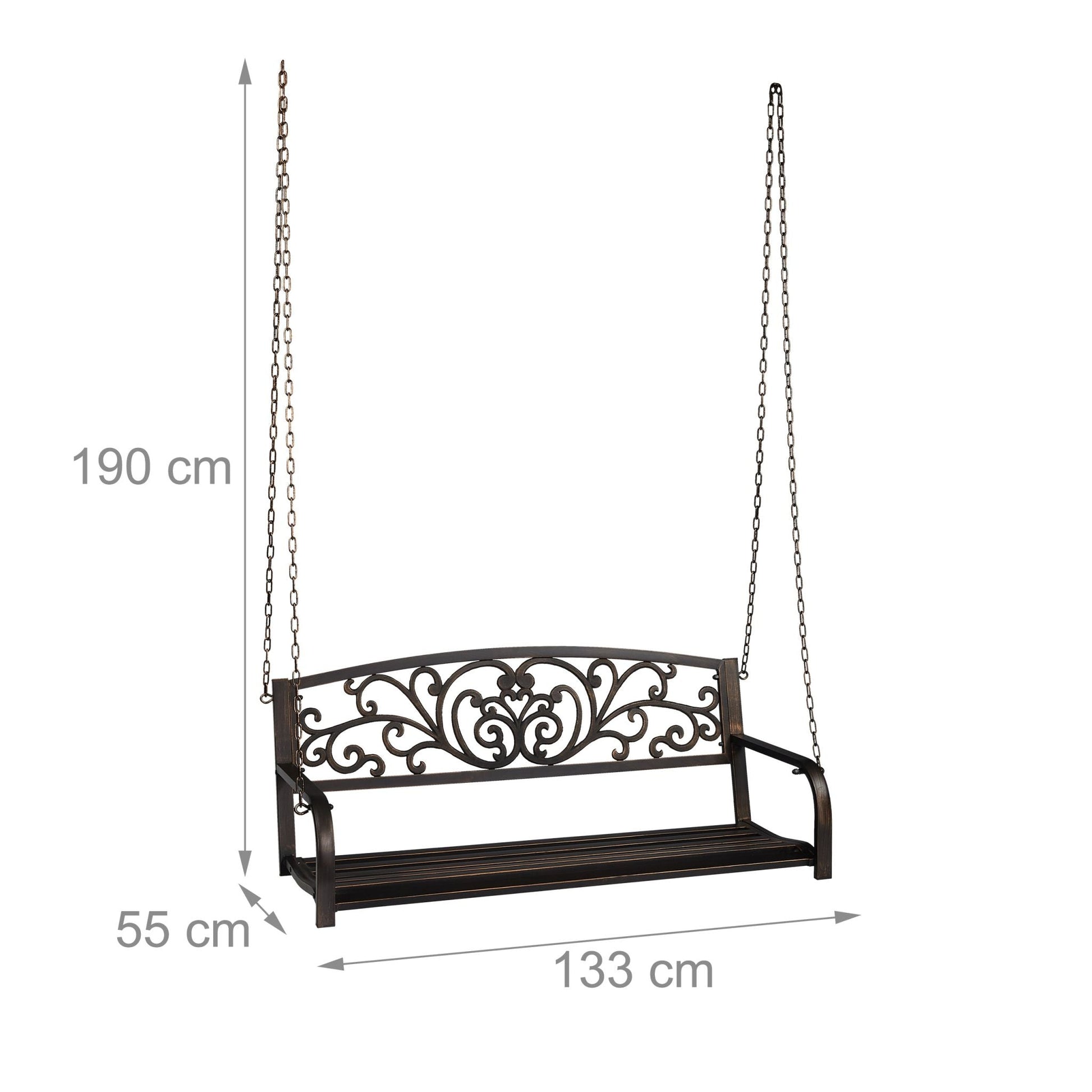 Outdoor Hängebank Metall Gold-Schwarz von Relaxdays