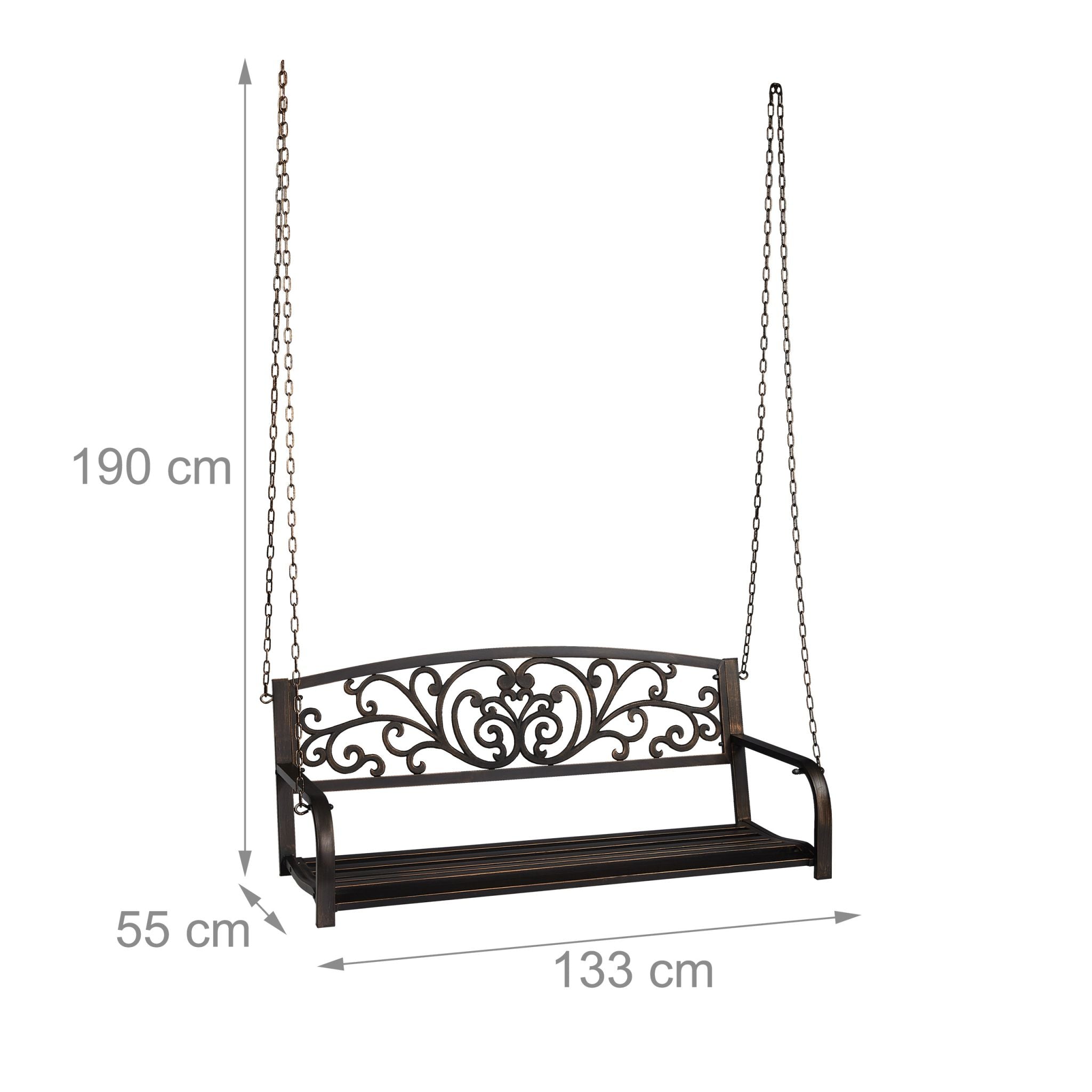 Outdoor Hängebank Metall Gold-Schwarz von Relaxdays