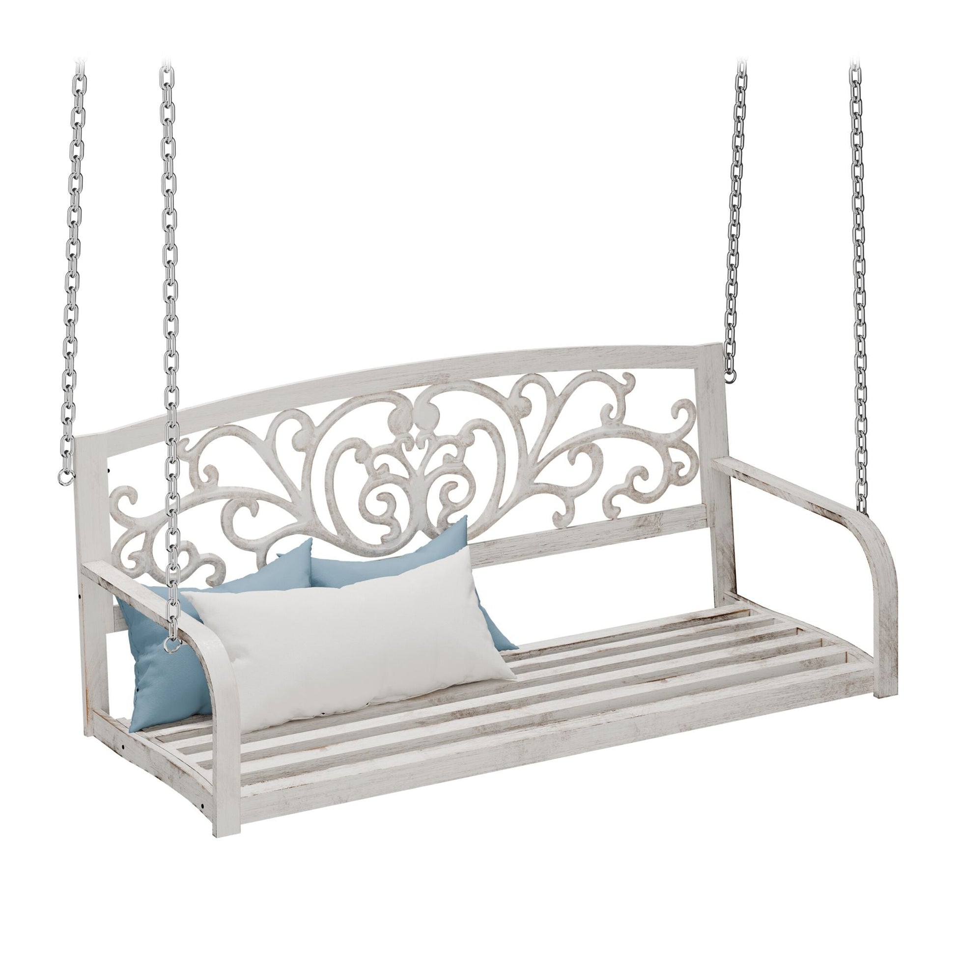 Outdoor Hängebank Metall Weiss-Gold von Relaxdays