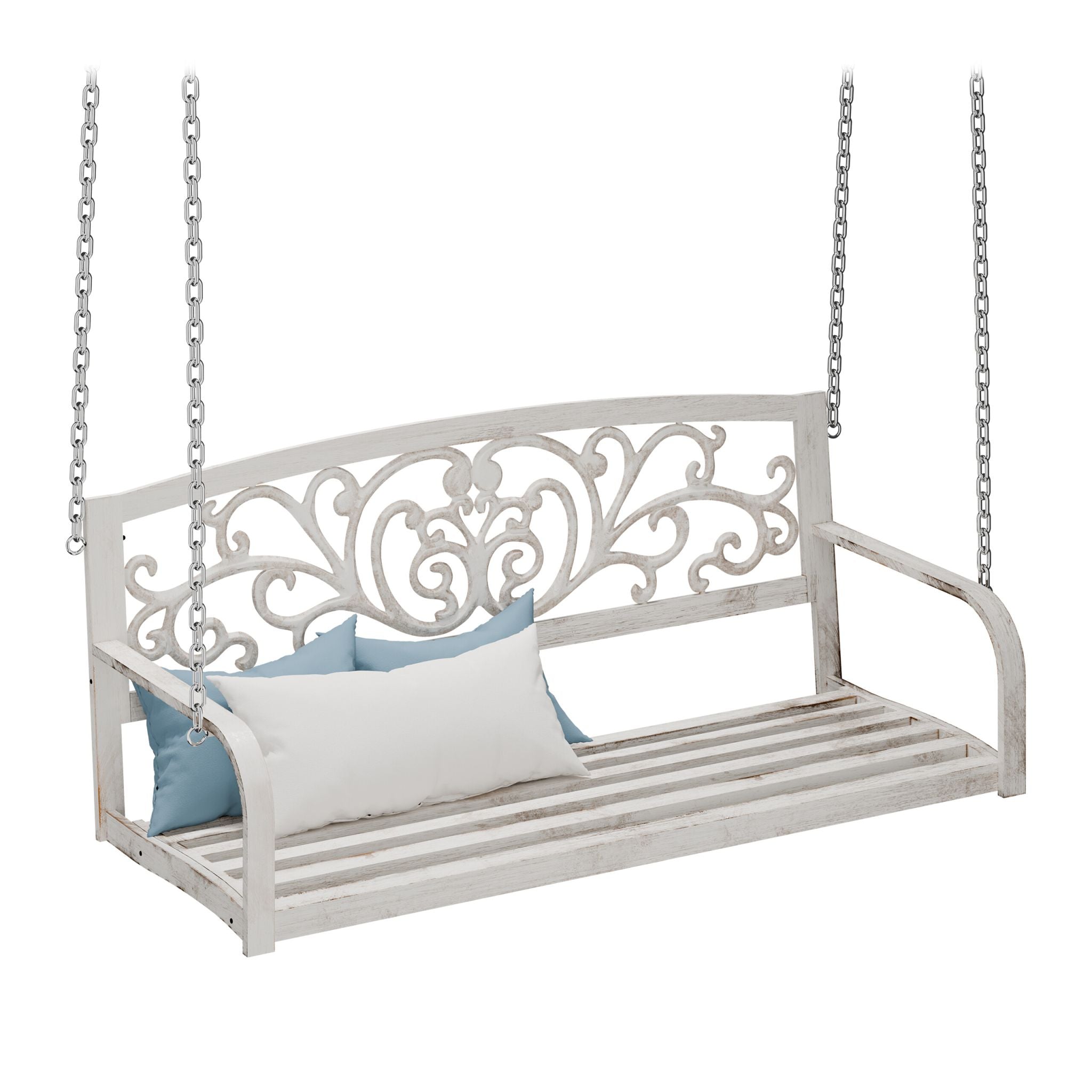 Outdoor Hängebank Metall Weiss-Gold von Relaxdays