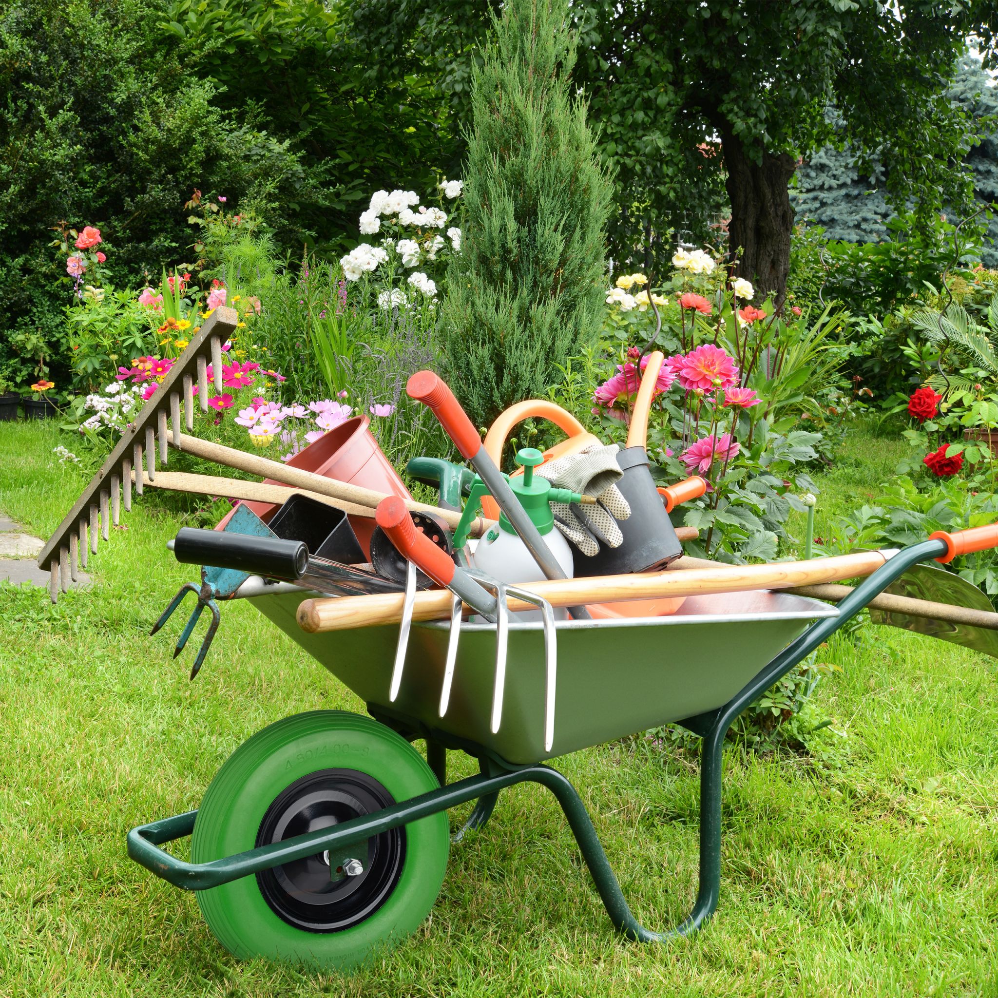 Schubkarrenrad mit Achse 4.80 4.00-8 Grün-Schwarz von Relaxdays