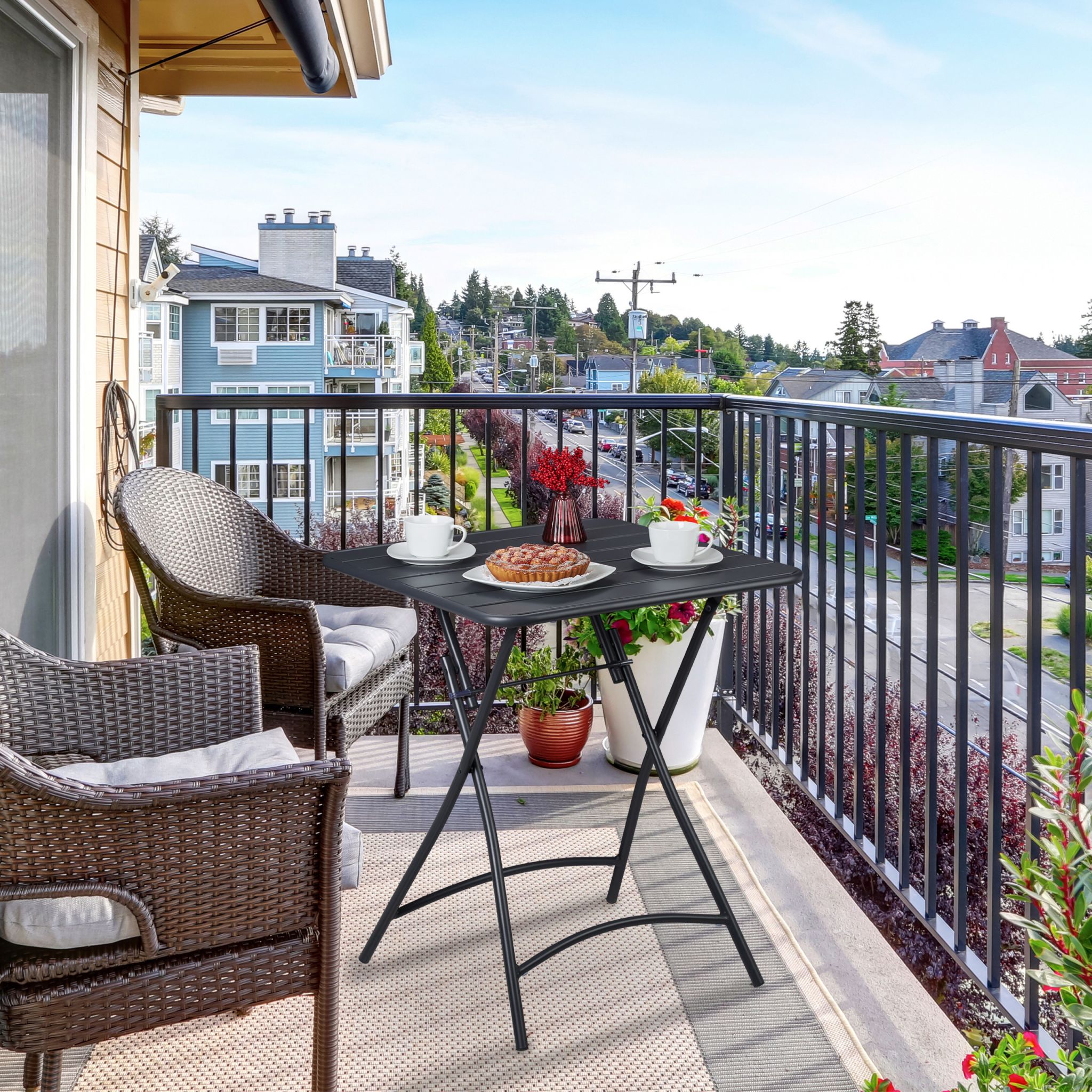 Metall Balkontisch klappbar Anthrazit von Relaxdays