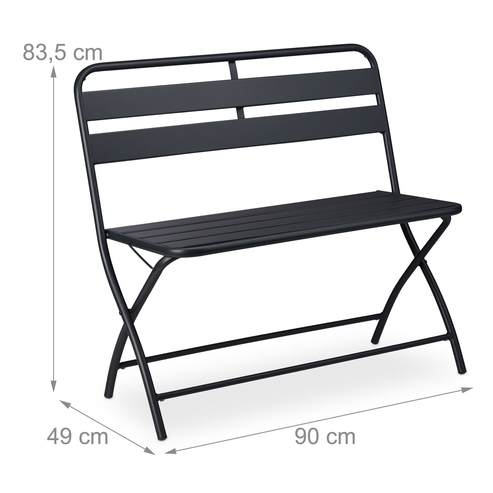 Gartenbank klappbar 2-Sitzer Anthrazit von Relaxdays