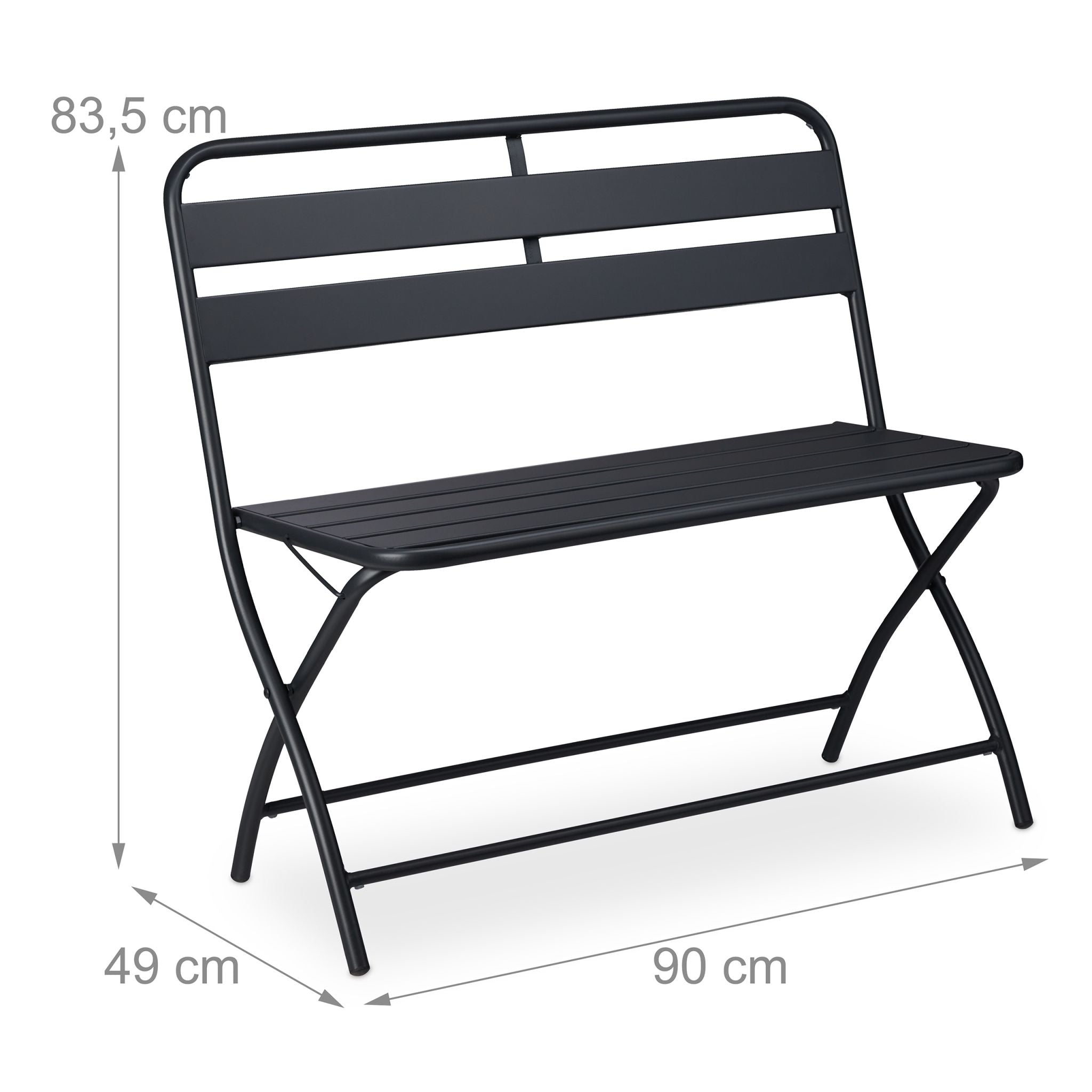 Gartenbank klappbar 2-Sitzer Anthrazit von Relaxdays
