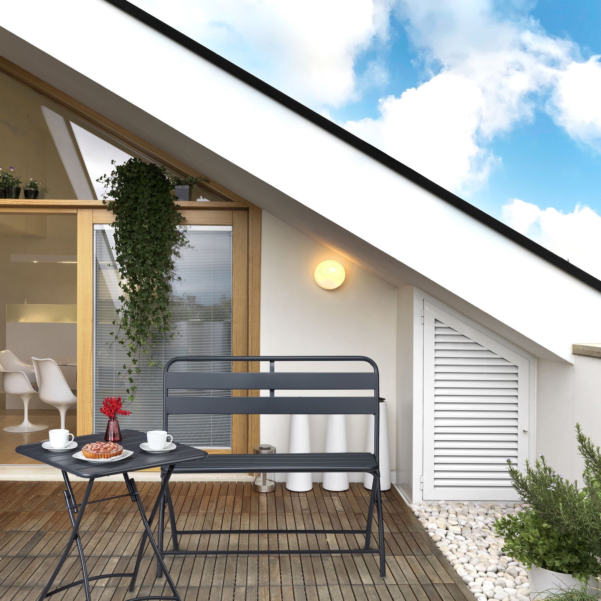 Gartenbank klappbar 2-Sitzer Anthrazit von Relaxdays