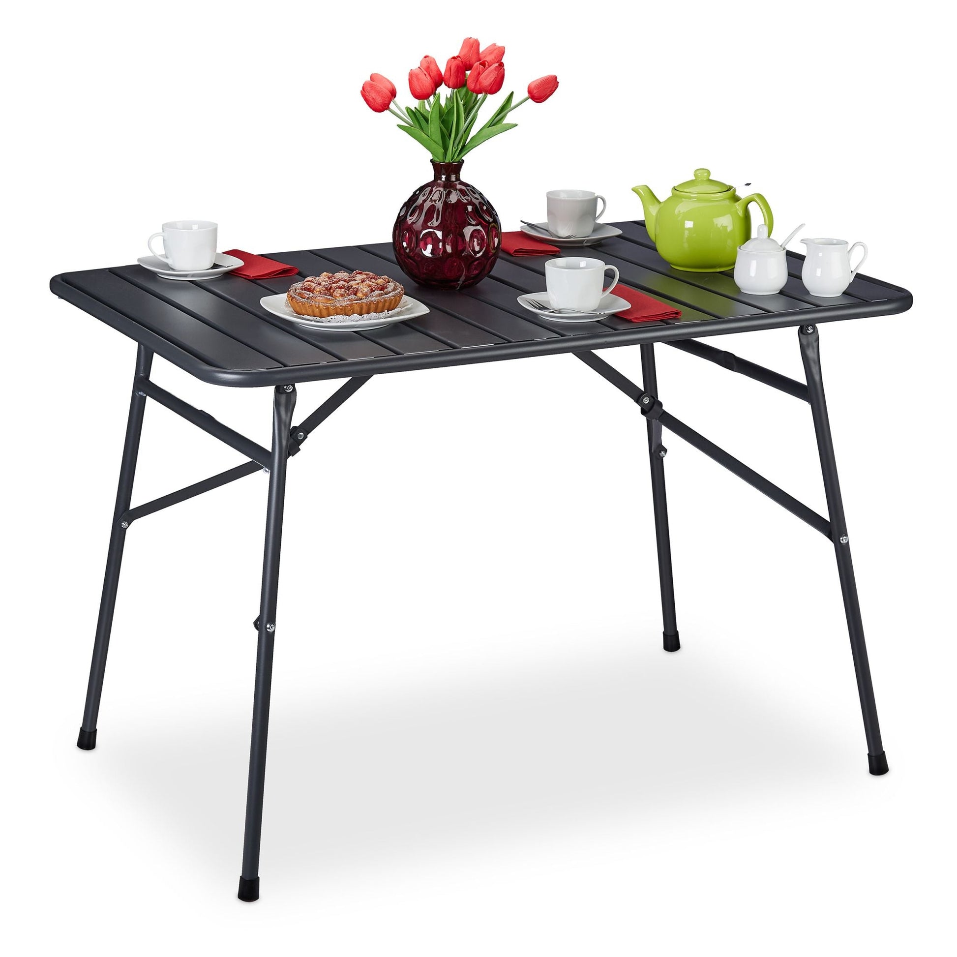 Gartentisch klappbar Metall Anthrazit von Relaxdays