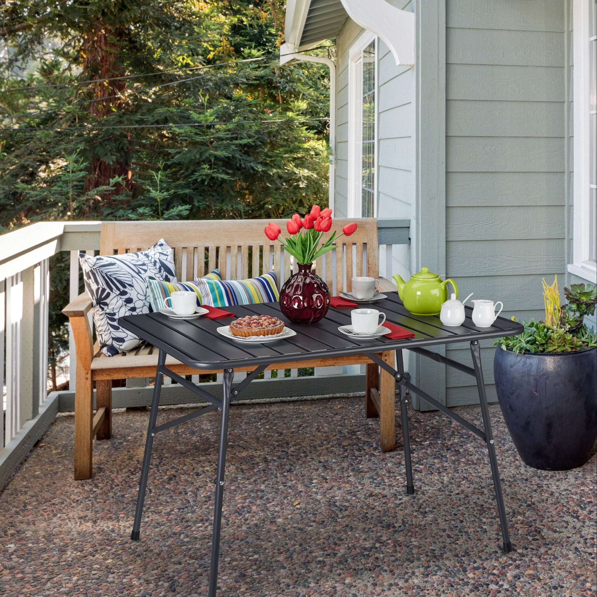Gartentisch klappbar Metall Anthrazit von Relaxdays