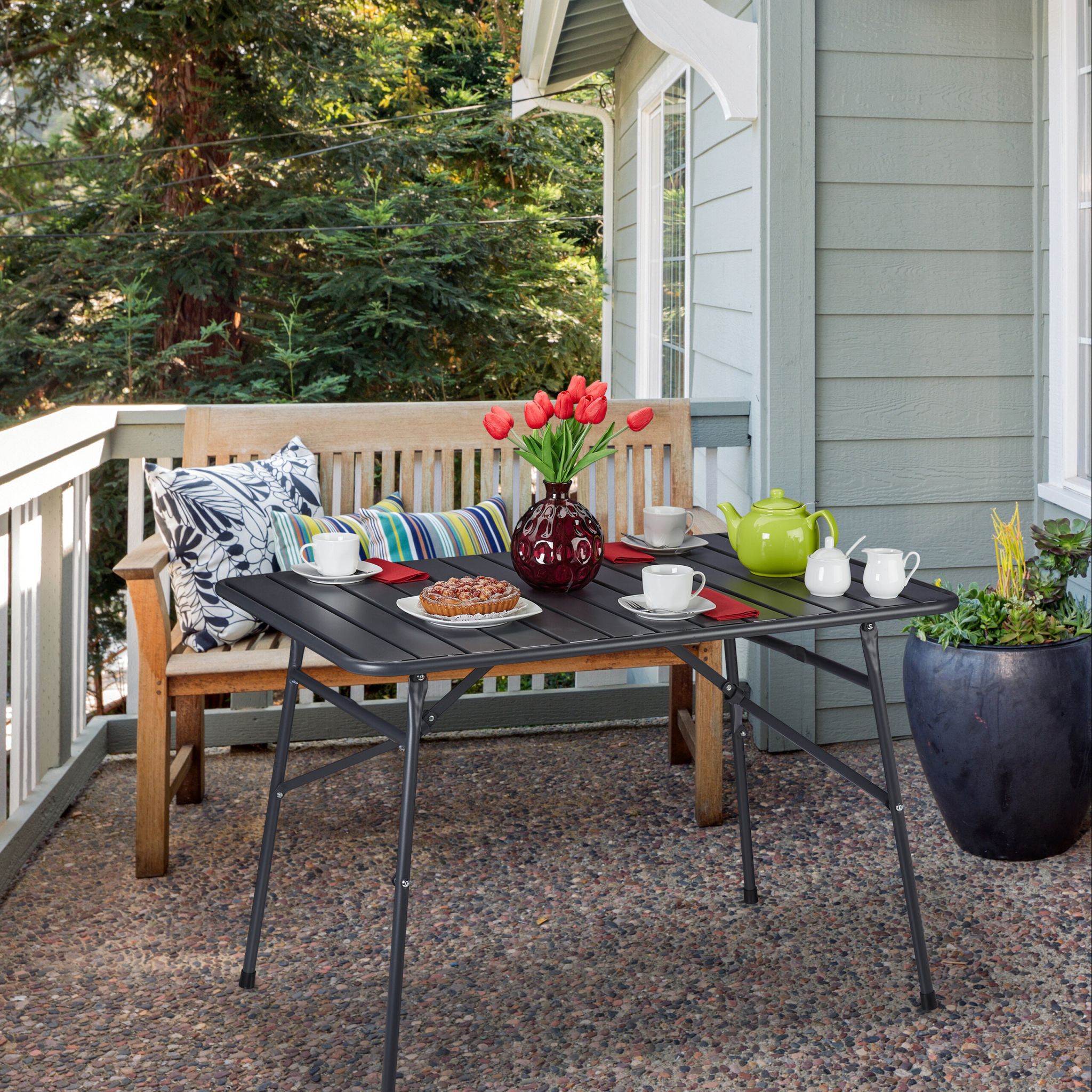Gartentisch klappbar Metall Anthrazit von Relaxdays