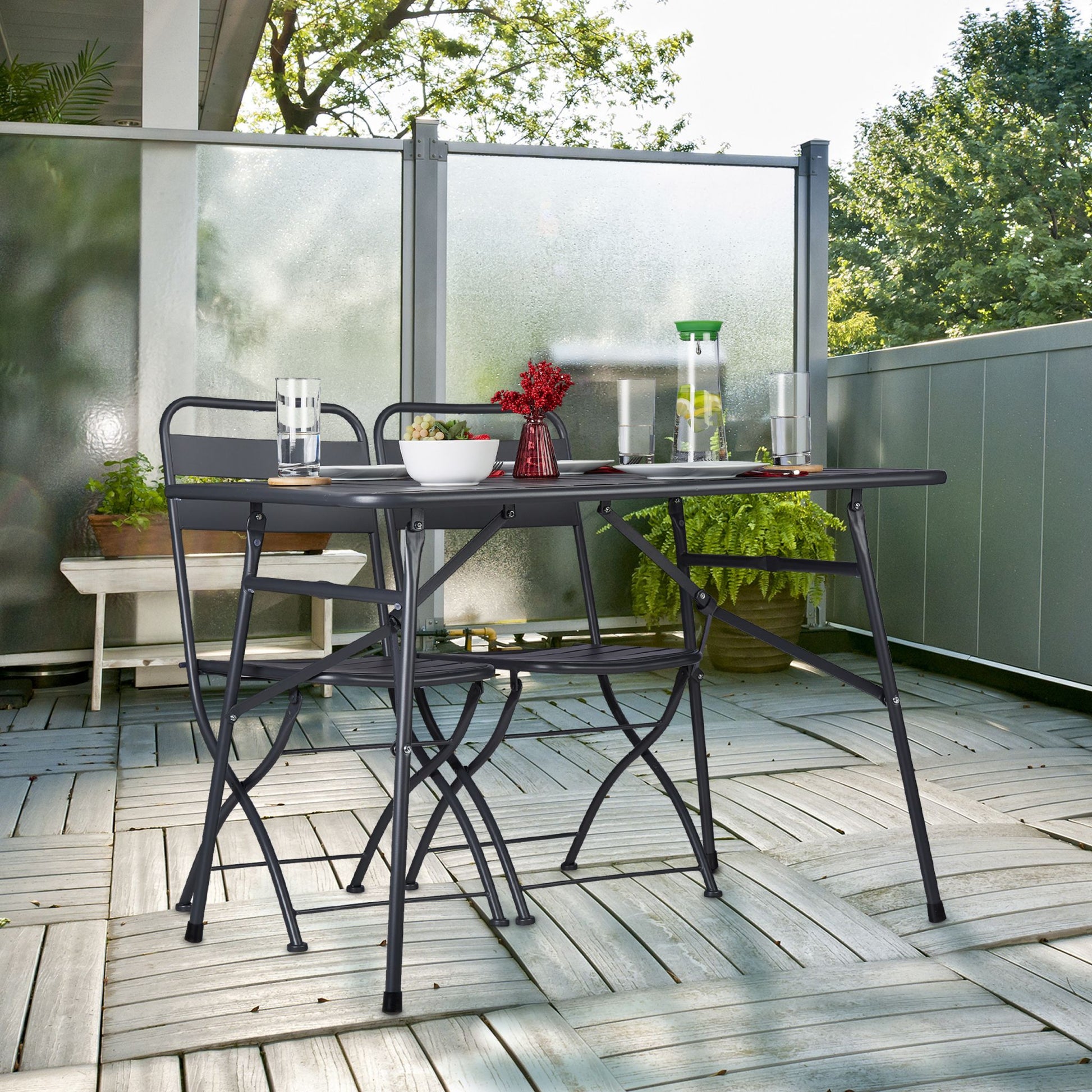 Gartentisch klappbar Metall Anthrazit von Relaxdays