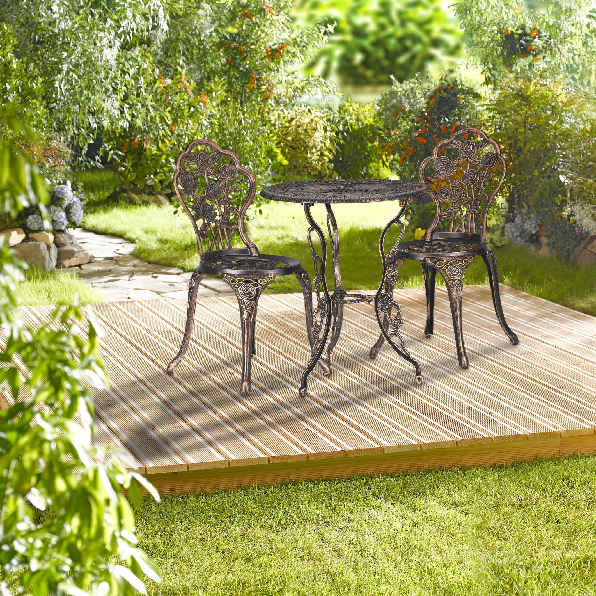 Gartenmöbel 3er-Set Kupfer-Schwarz