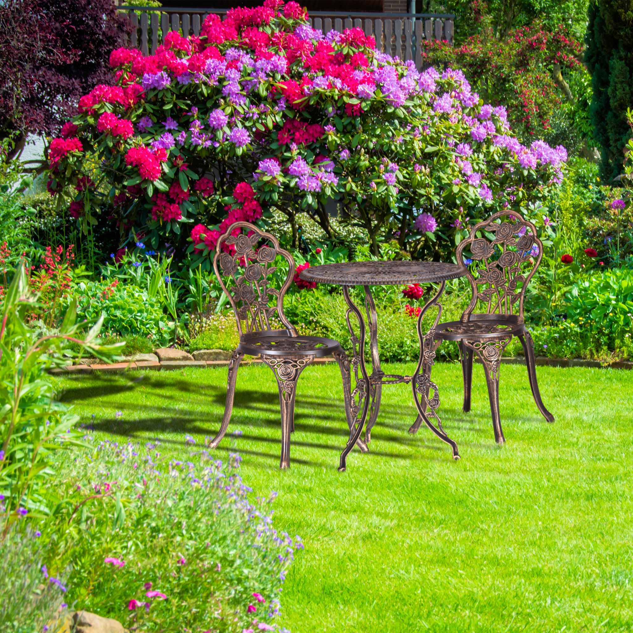 Gartenmöbel 3er-Set Kupfer-Schwarz