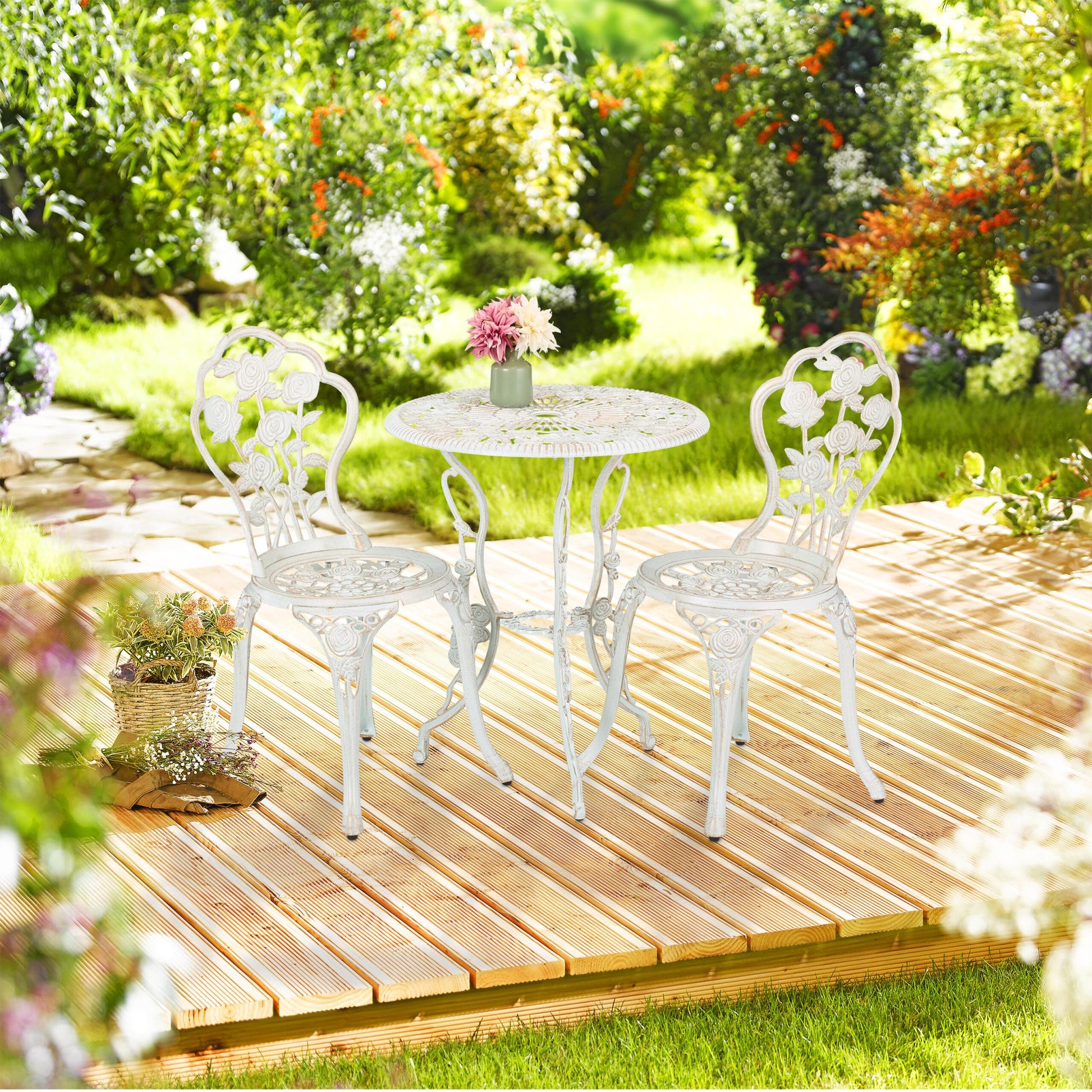 Gartenmöbel 3er-Set Weiss-Kupfer von Relaxdays