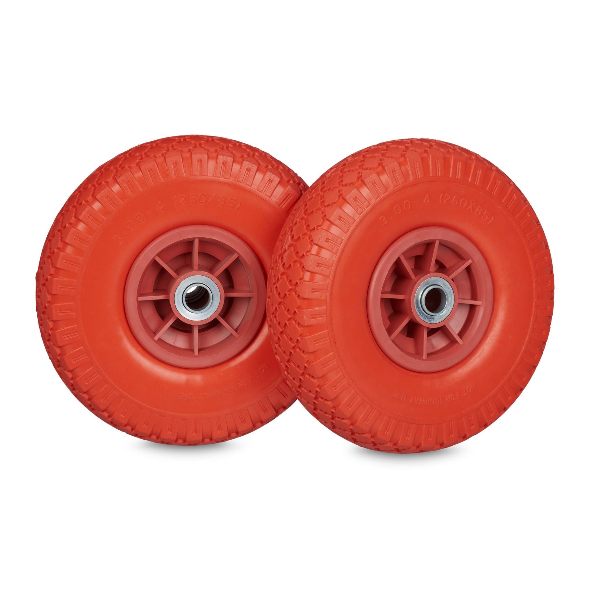 Sackkarrenrad 2er-Set PU 3.00-4 Rot von Relaxdays