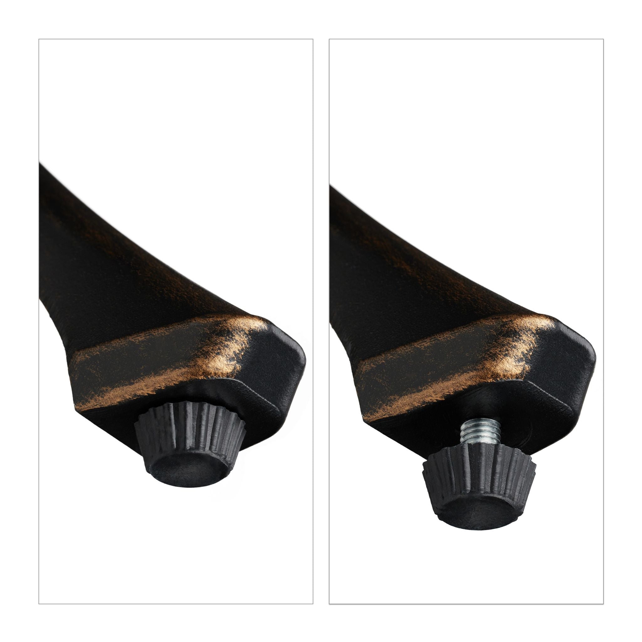 Eckiger Gartentisch mit Schirmloch Gold-Schwarz