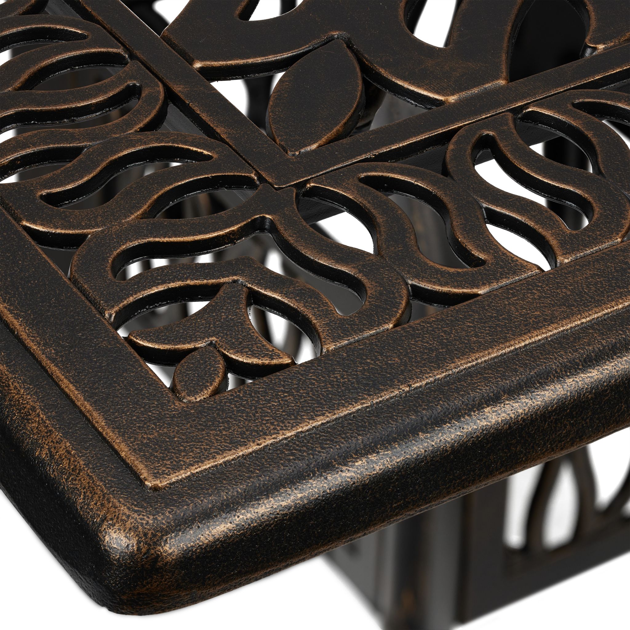 Eckiger Gartentisch mit Schirmloch Gold-Schwarz