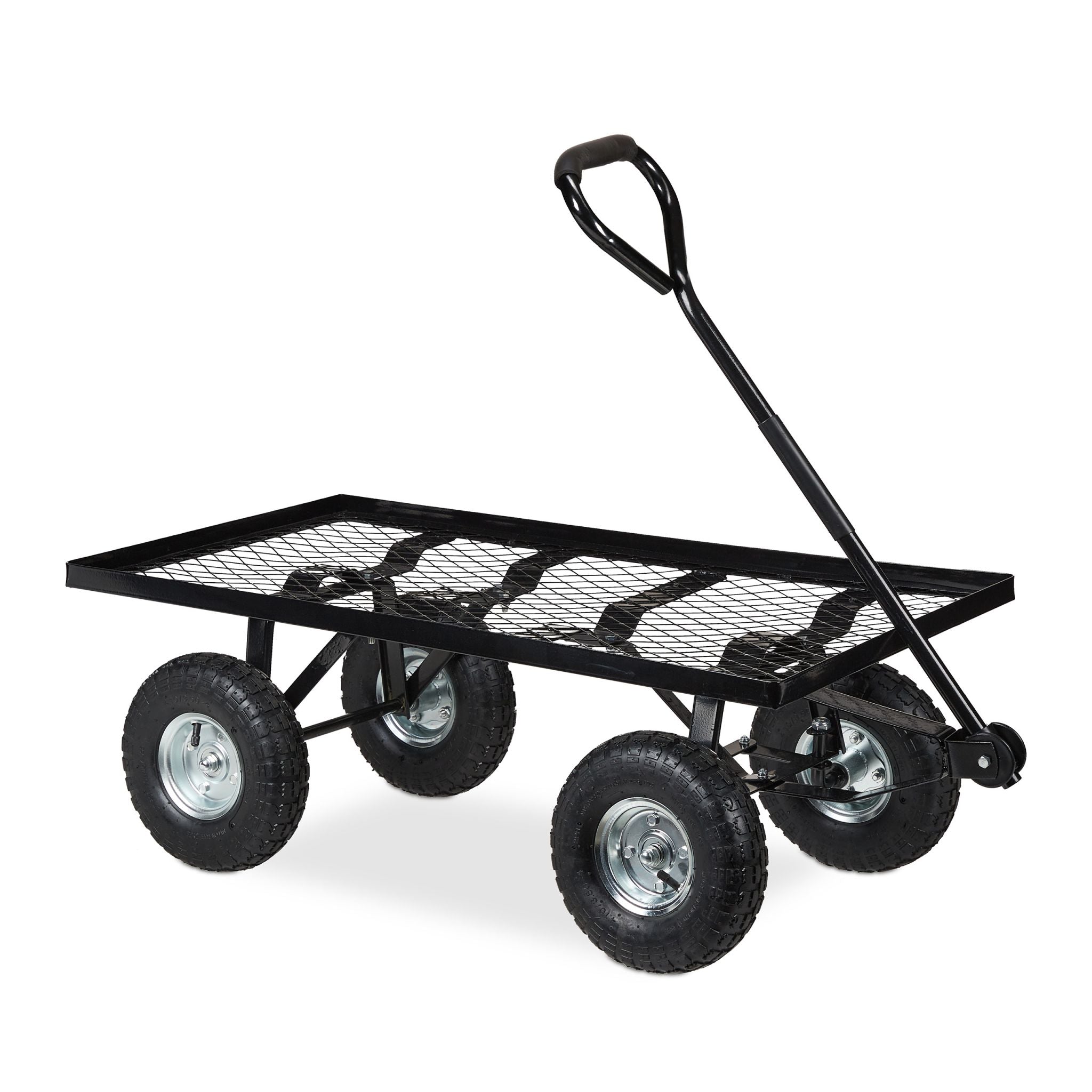 Flacher Handwagen Schwarz-Silber von Relaxdays