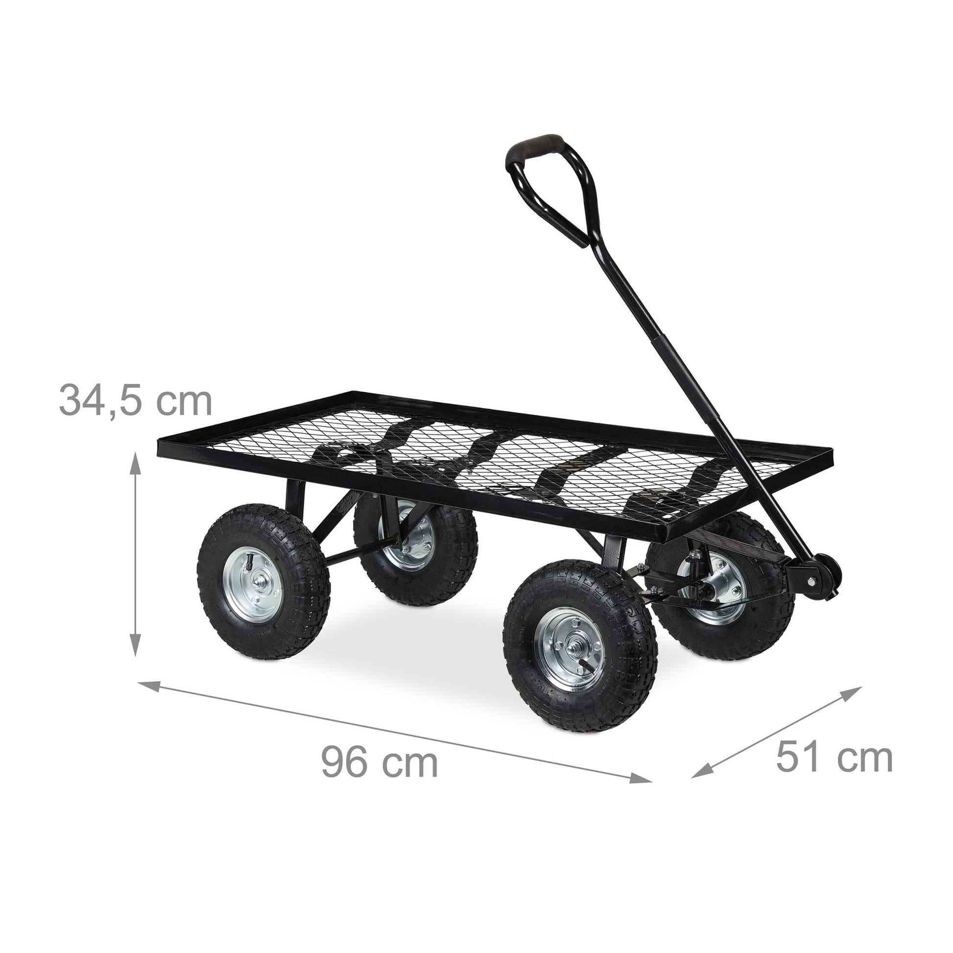 Flacher Handwagen Schwarz-Silber von Relaxdays