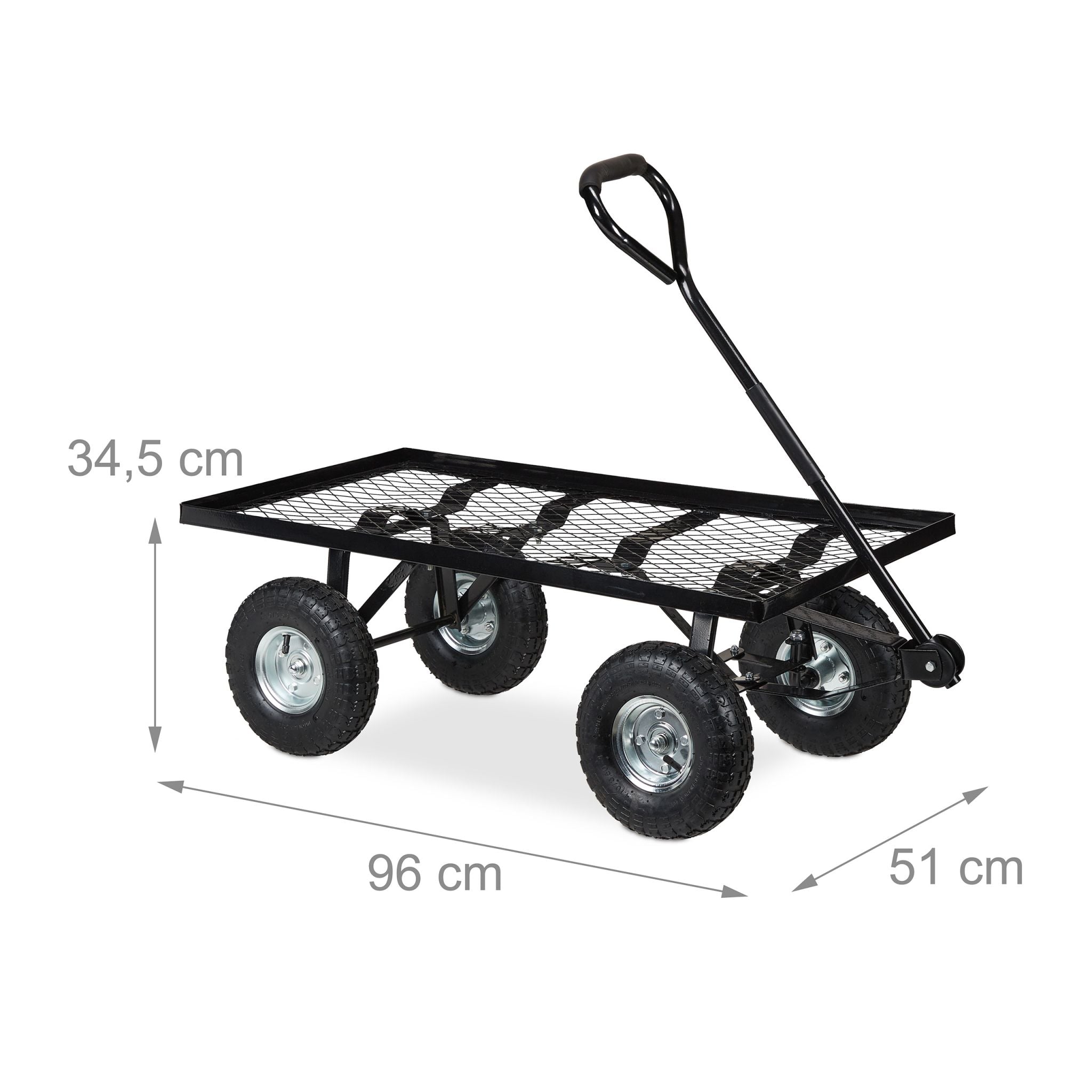 Flacher Handwagen Schwarz-Silber von Relaxdays