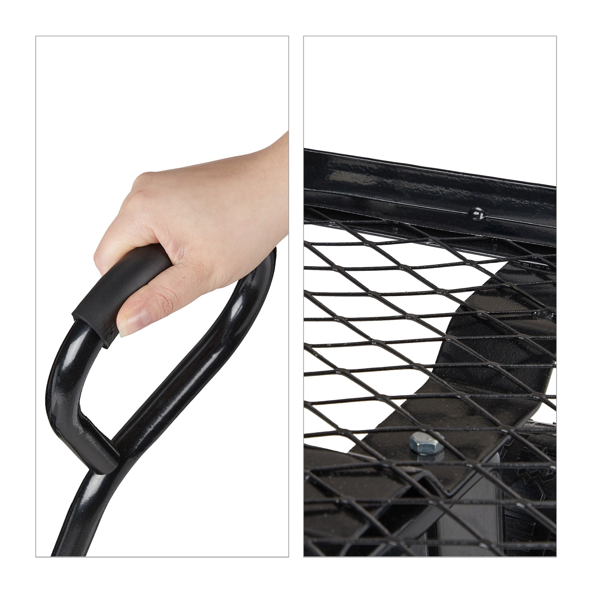 Flacher Handwagen Schwarz-Silber von Relaxdays