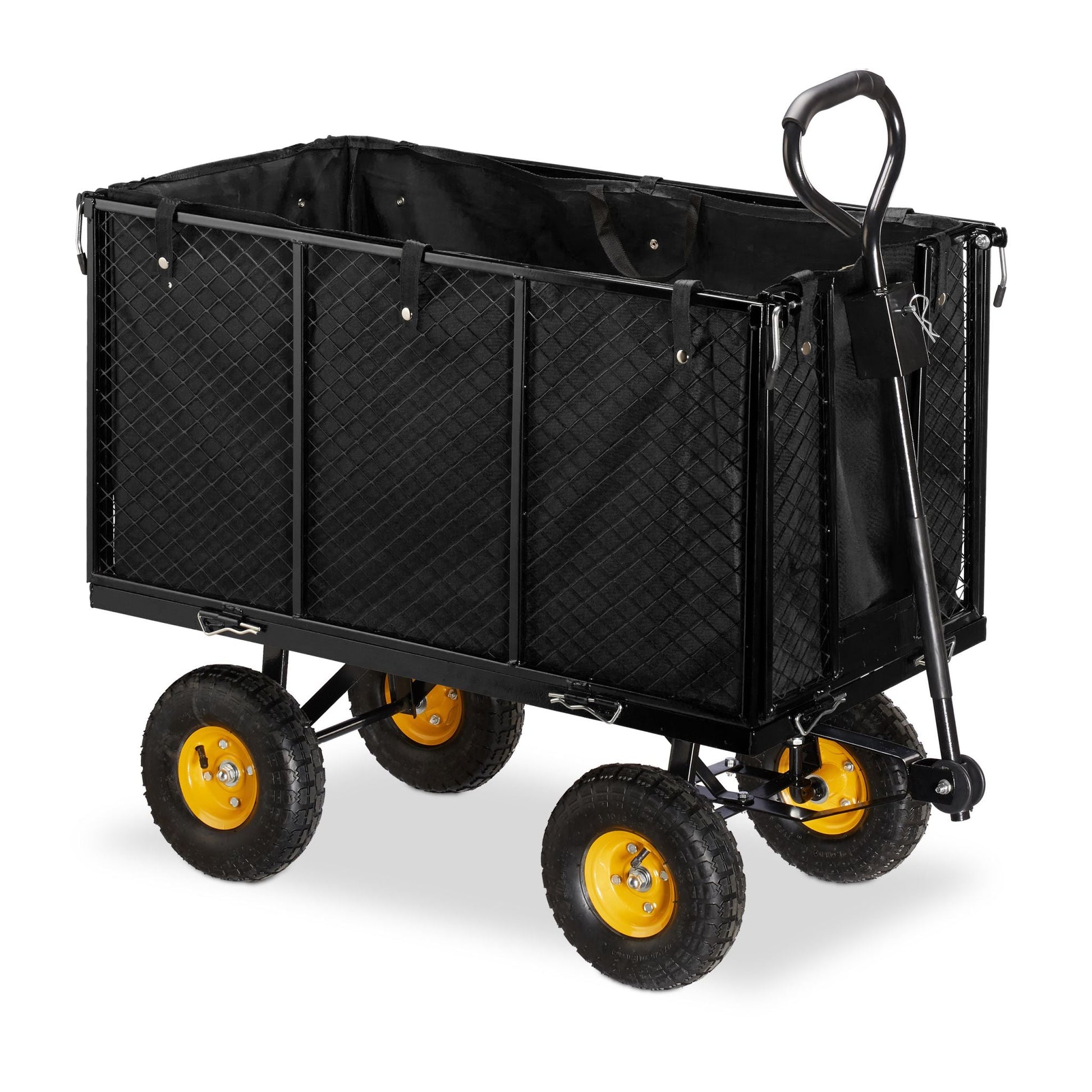 Hoher Handwagen für den Garten Gelb-Schwarz von Relaxdays