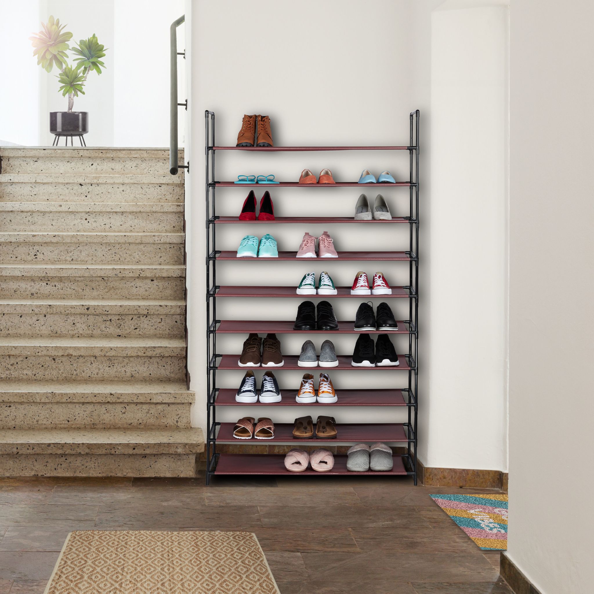 Schuhregal Stecksystem XXL Schwarz-Grau von Relaxdays