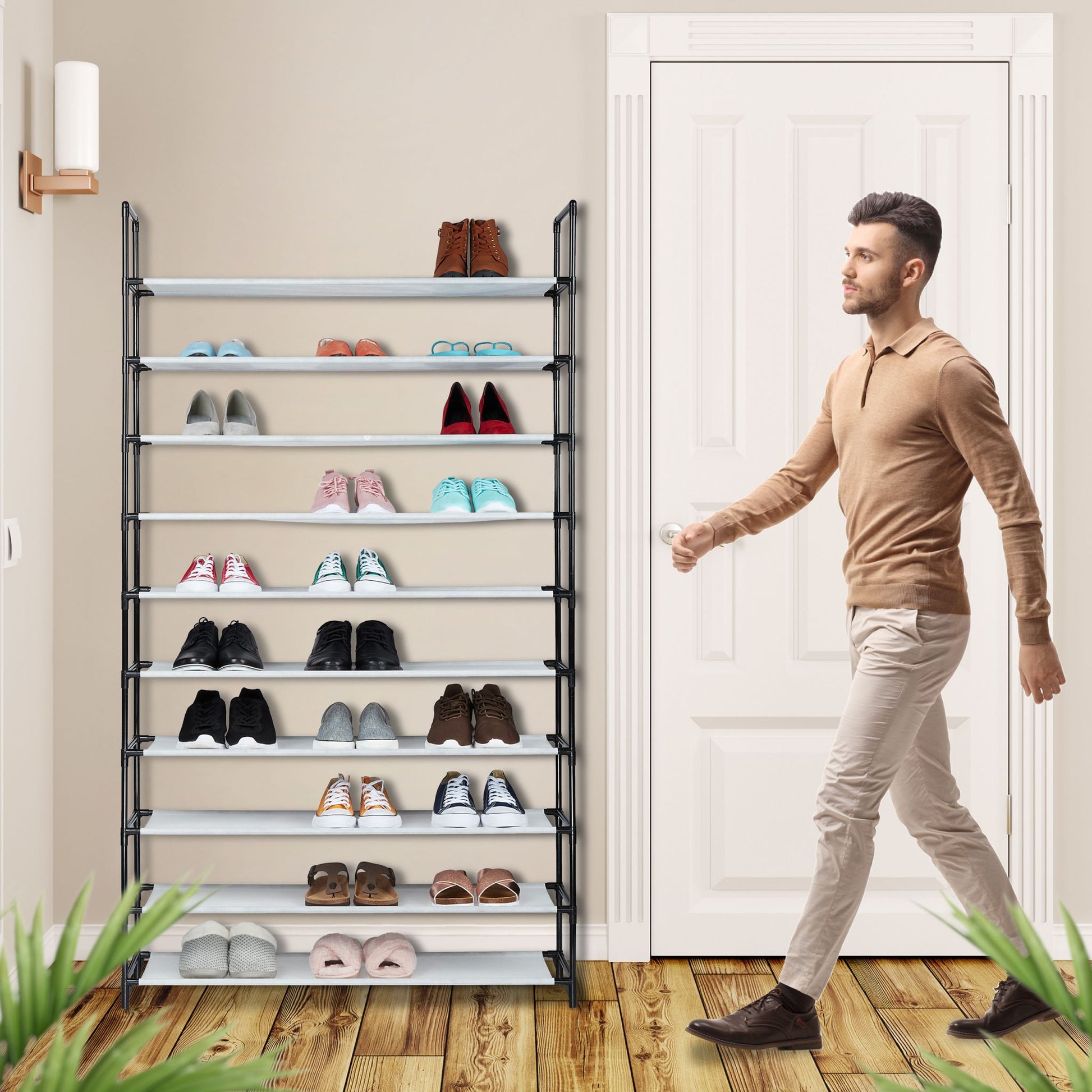 Schuhregal Stecksystem XXL Weiss-Schwarz von Relaxdays