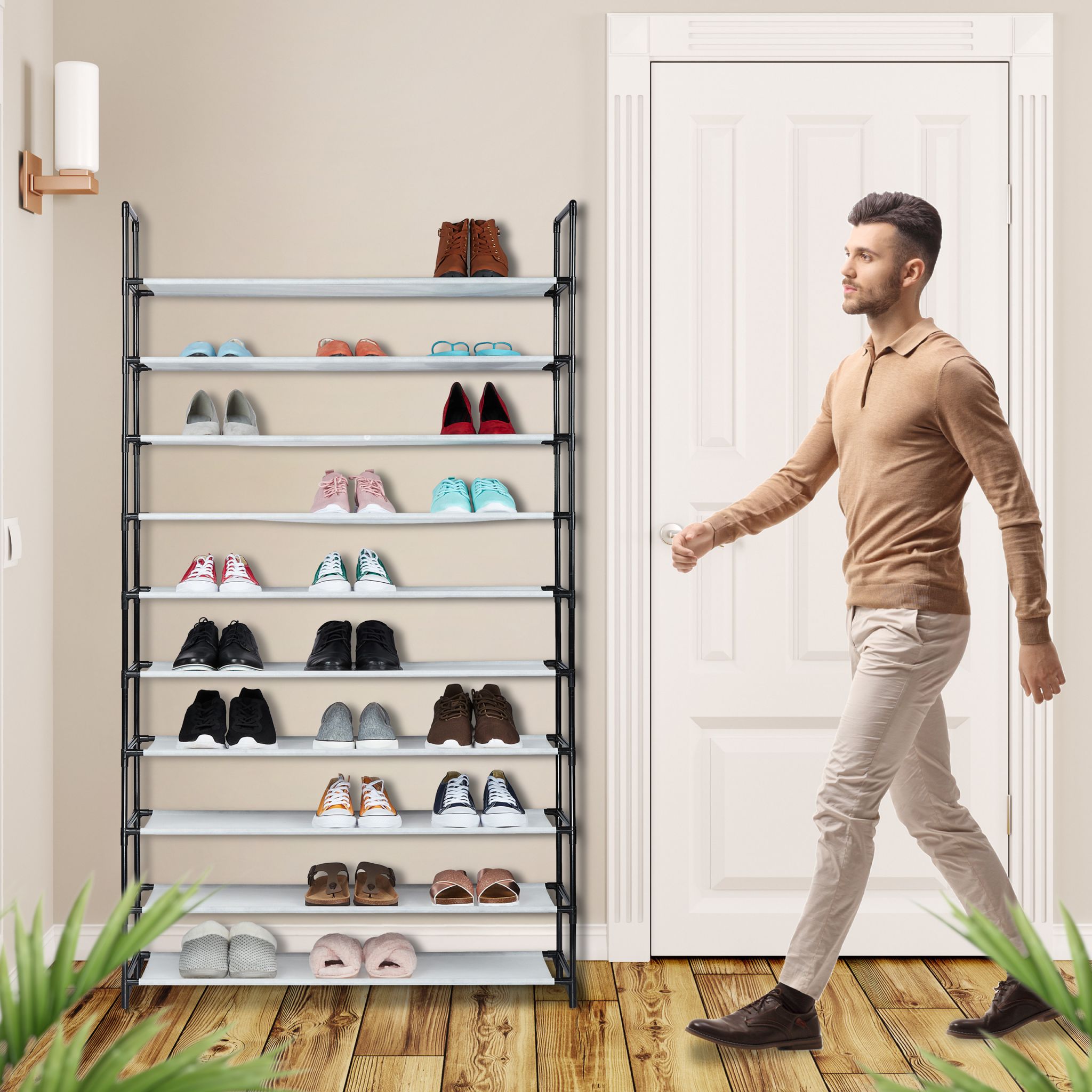 Schuhregal Stecksystem XXL Weiss-Schwarz von Relaxdays