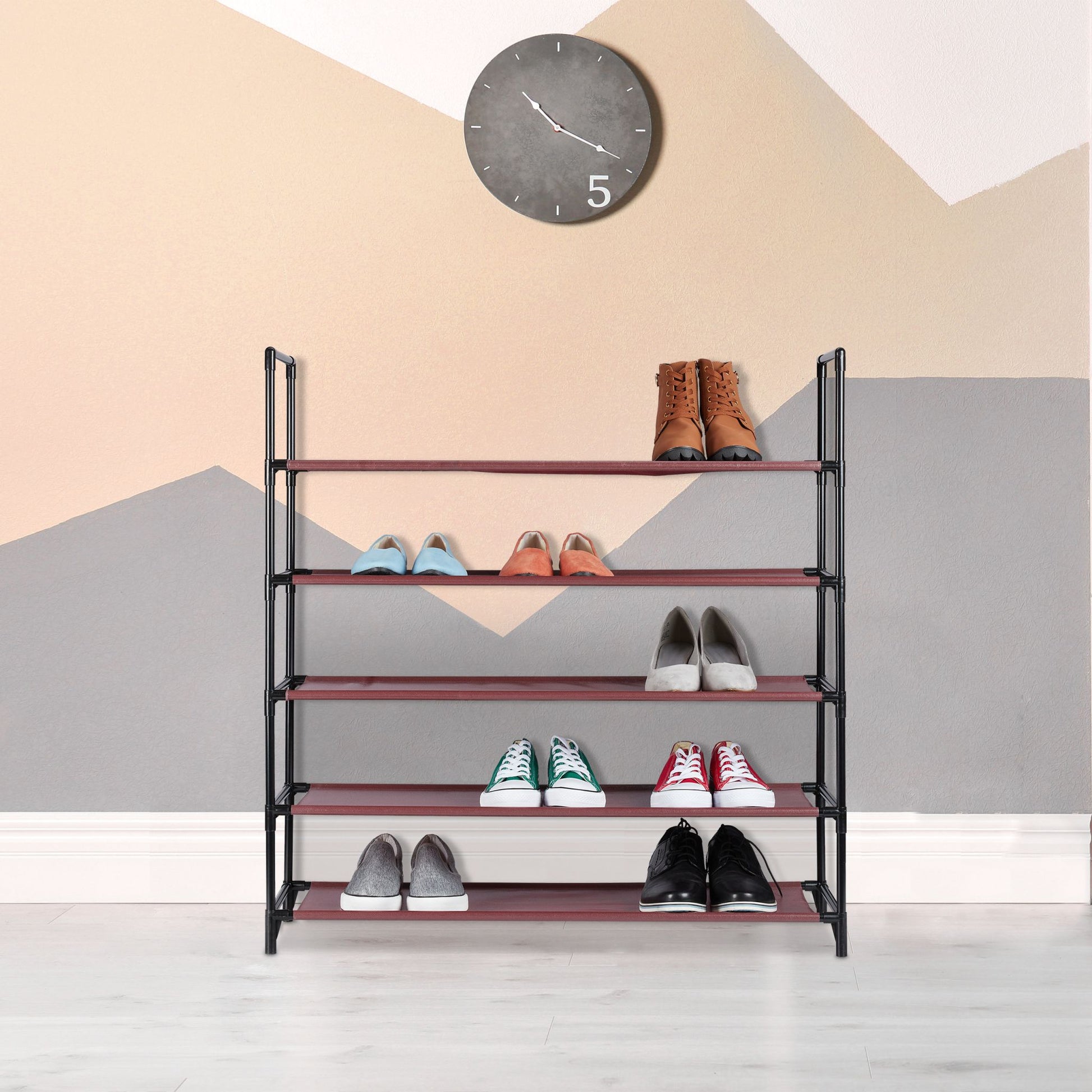 Schuhregal Stecksystem XL Dunkelrot-Schwarz von Relaxdays