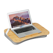 Laptopkissen mit Bambusablage Hellbraun-Grau von Relaxdays