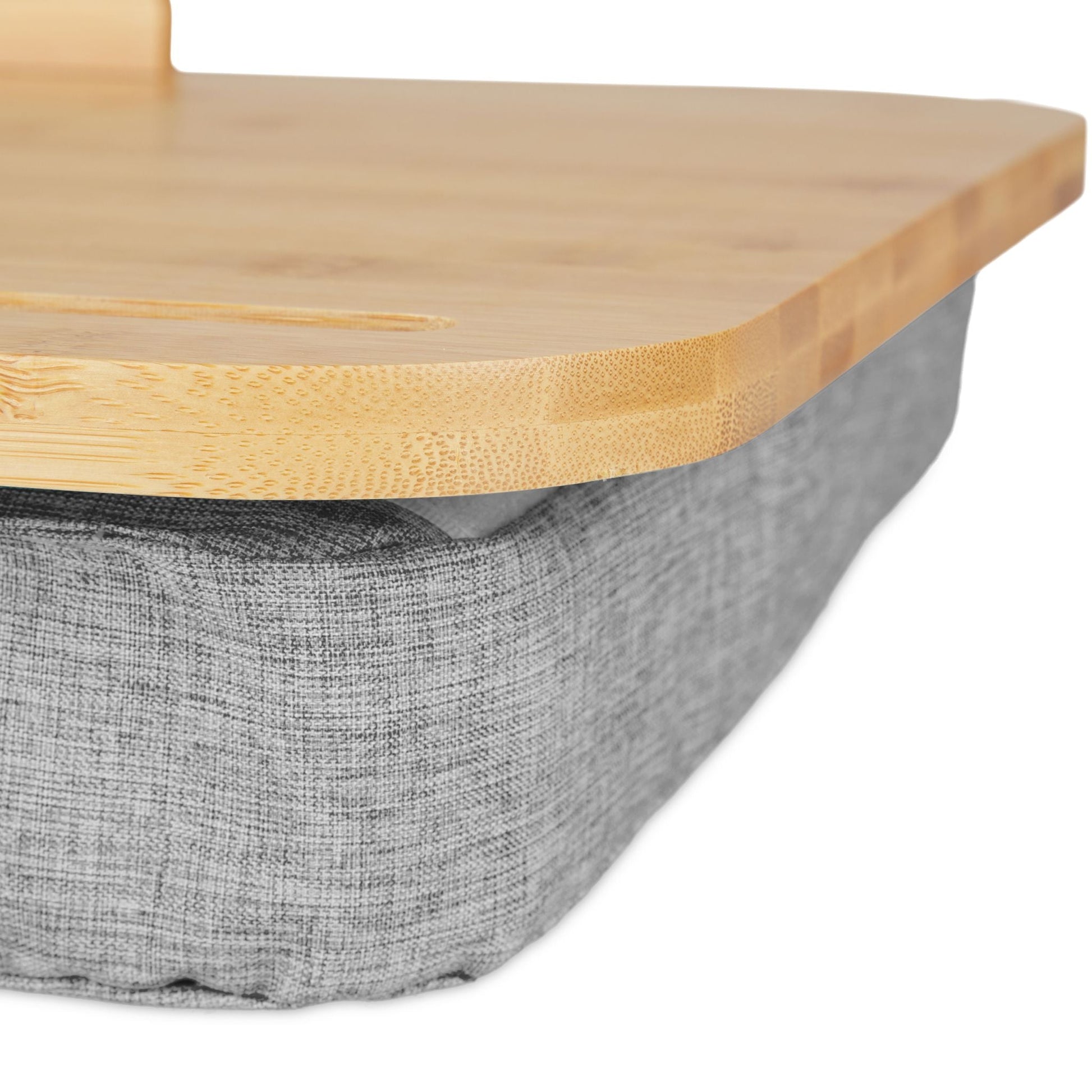 Laptopkissen mit Bambusablage Hellbraun-Grau von Relaxdays