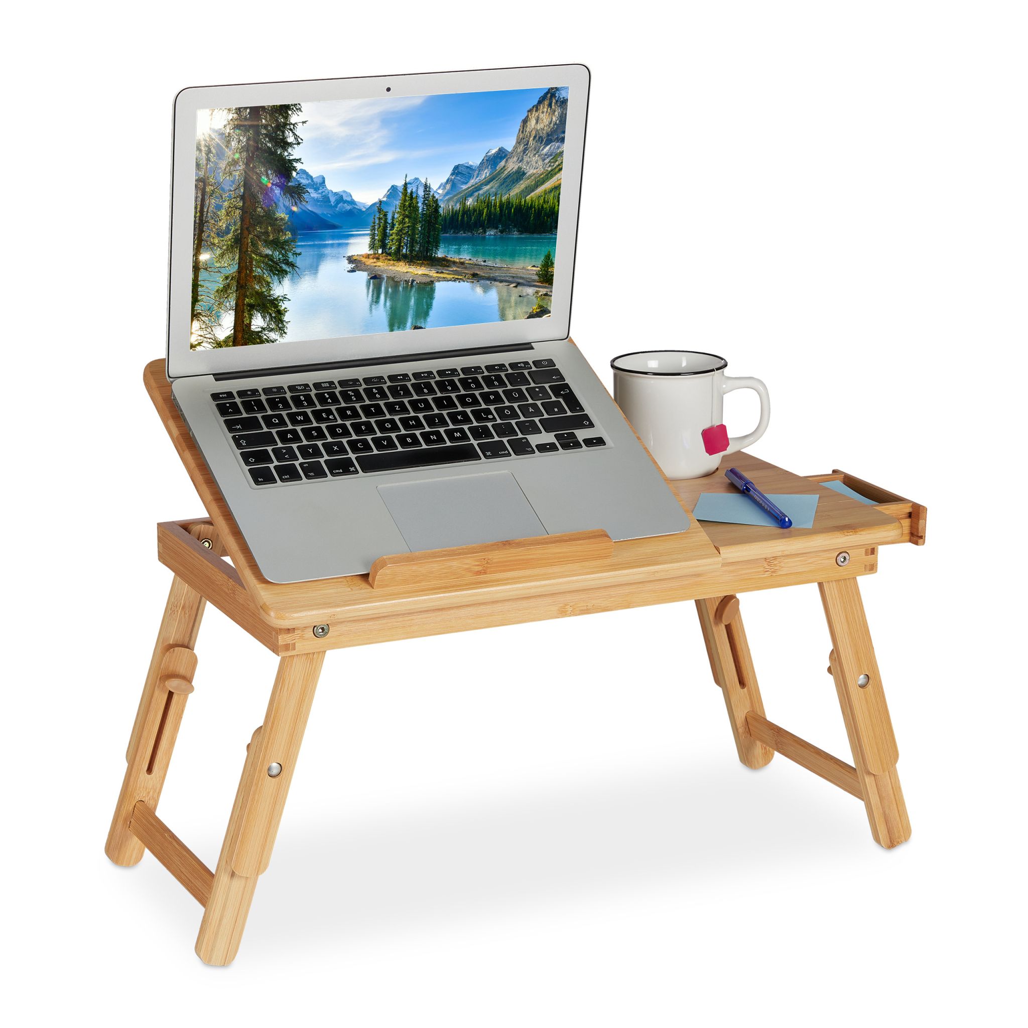 Klappbarer Laptoptisch Bambus Hellbraun von Relaxdays
