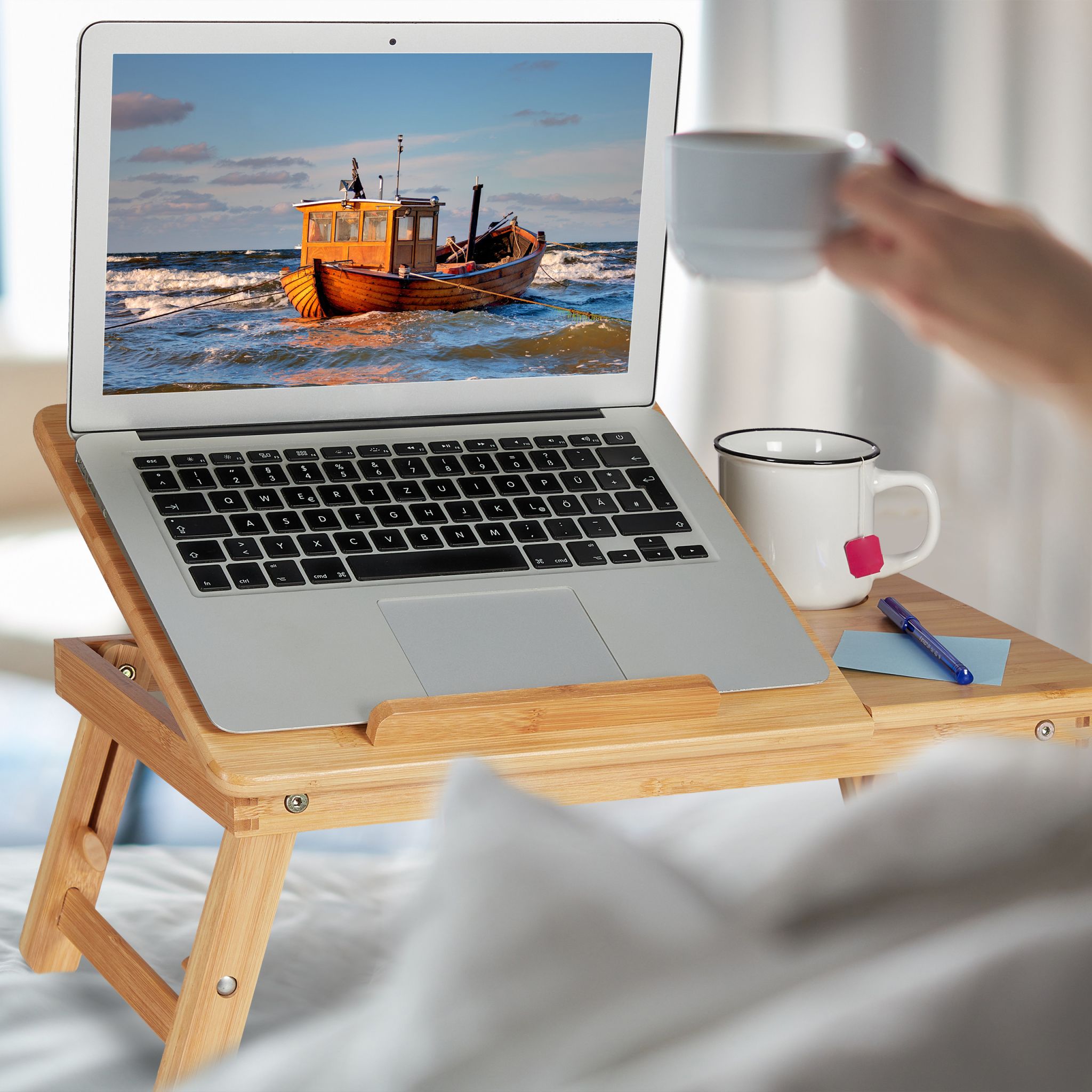 Klappbarer Laptoptisch Bambus Hellbraun von Relaxdays