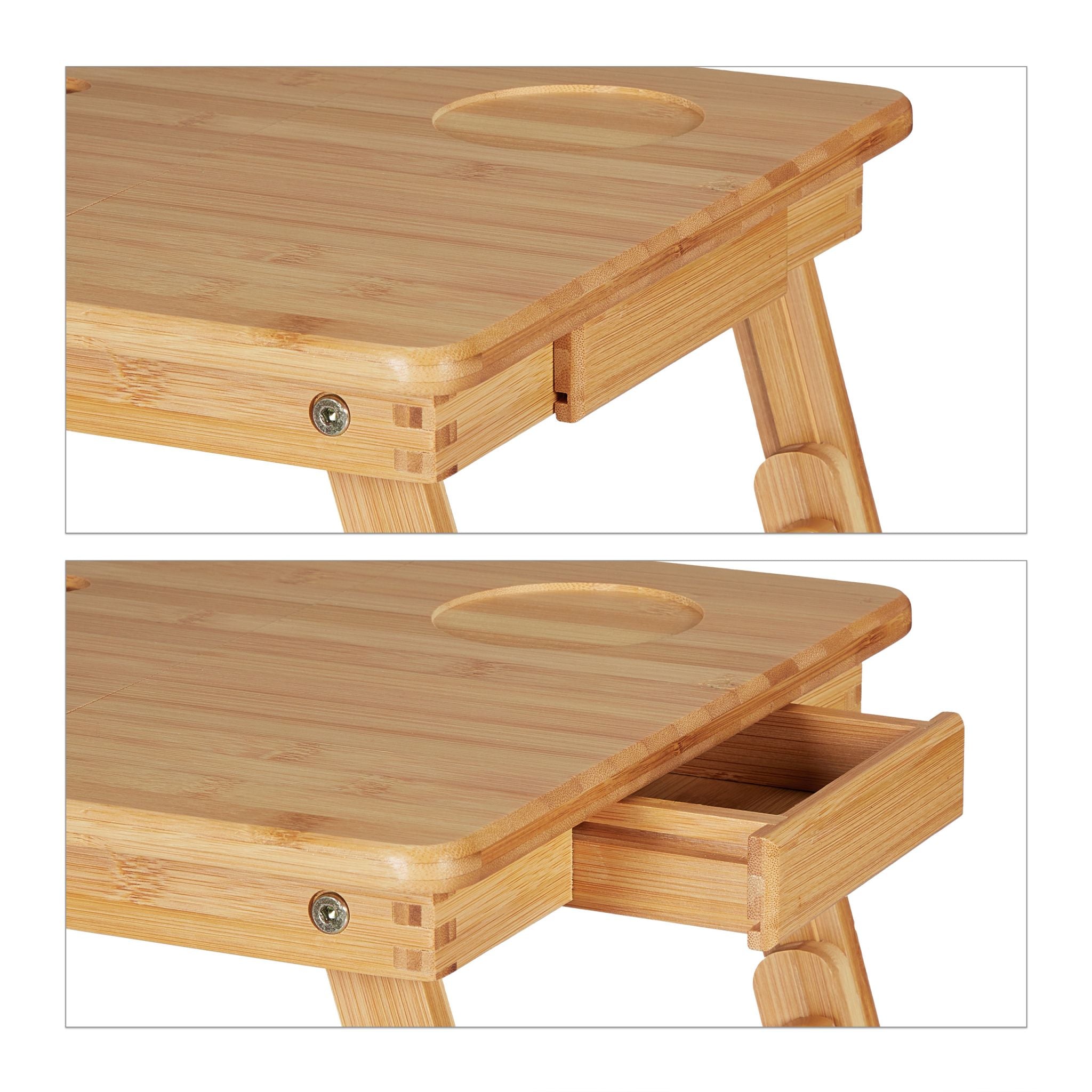 Klappbarer Laptoptisch Bambus Hellbraun von Relaxdays