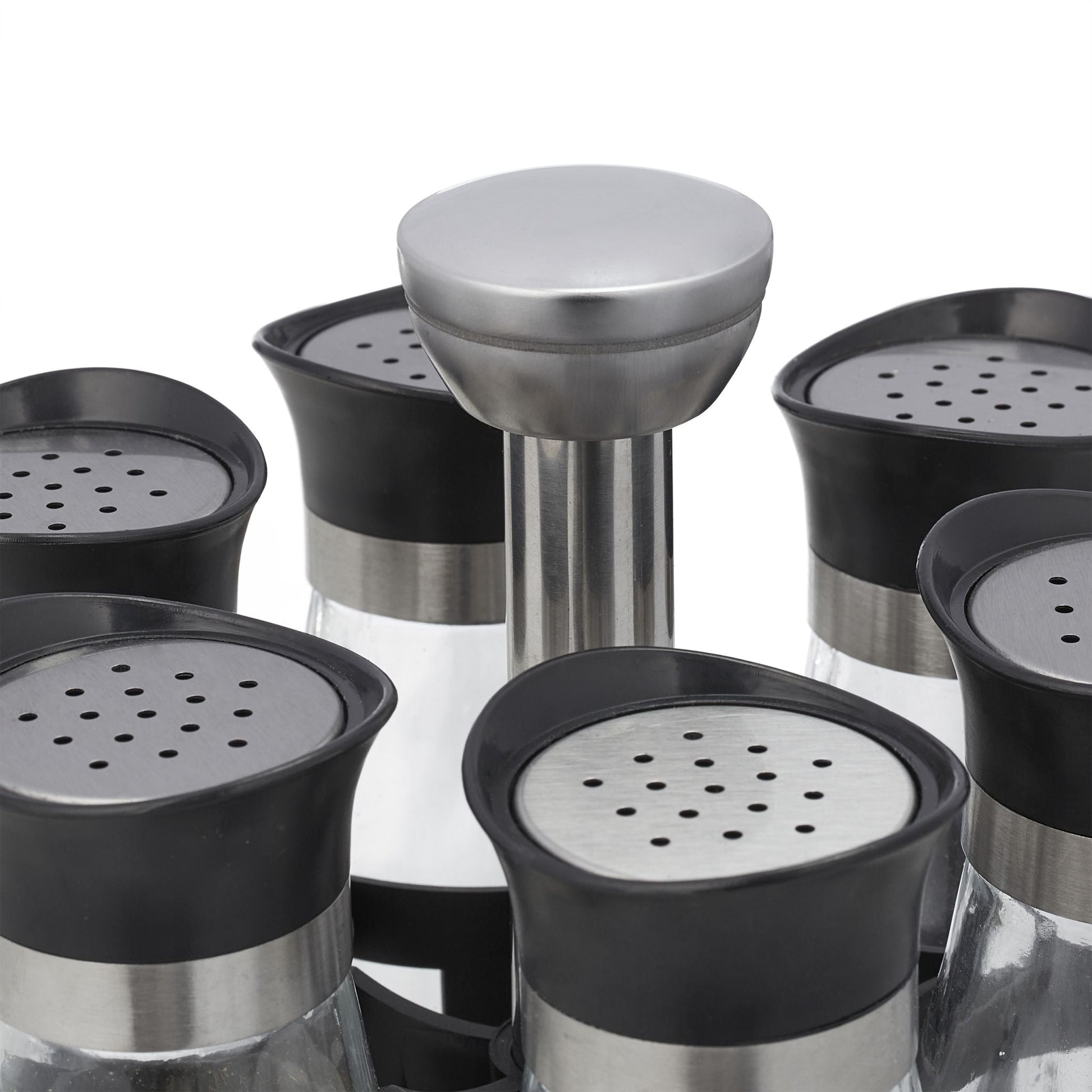 Gewürzkarussell mit 12 Gläsern Schwarz-Silber-Transparent von Relaxdays