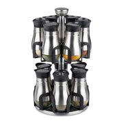 Gewürzkarussell mit 12 Gläsern Schwarz-Silber-Transparent von Relaxdays