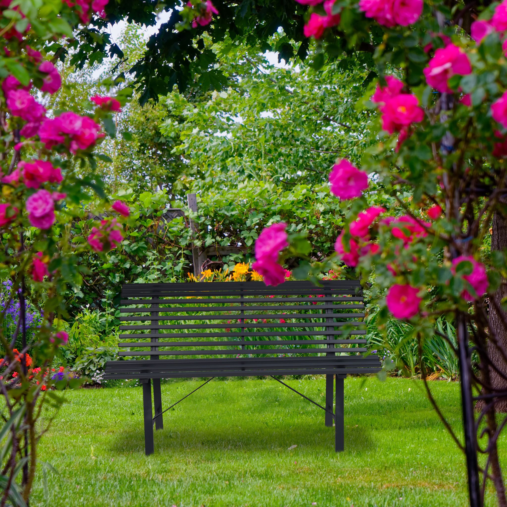 Gartenbank Stahl anthrazit Anthrazit von Relaxdays