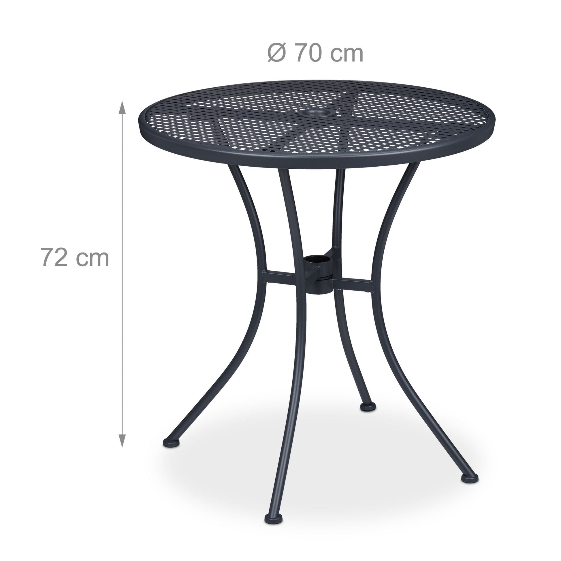 Gartentisch mit Schirmloch Anthrazit von Relaxdays