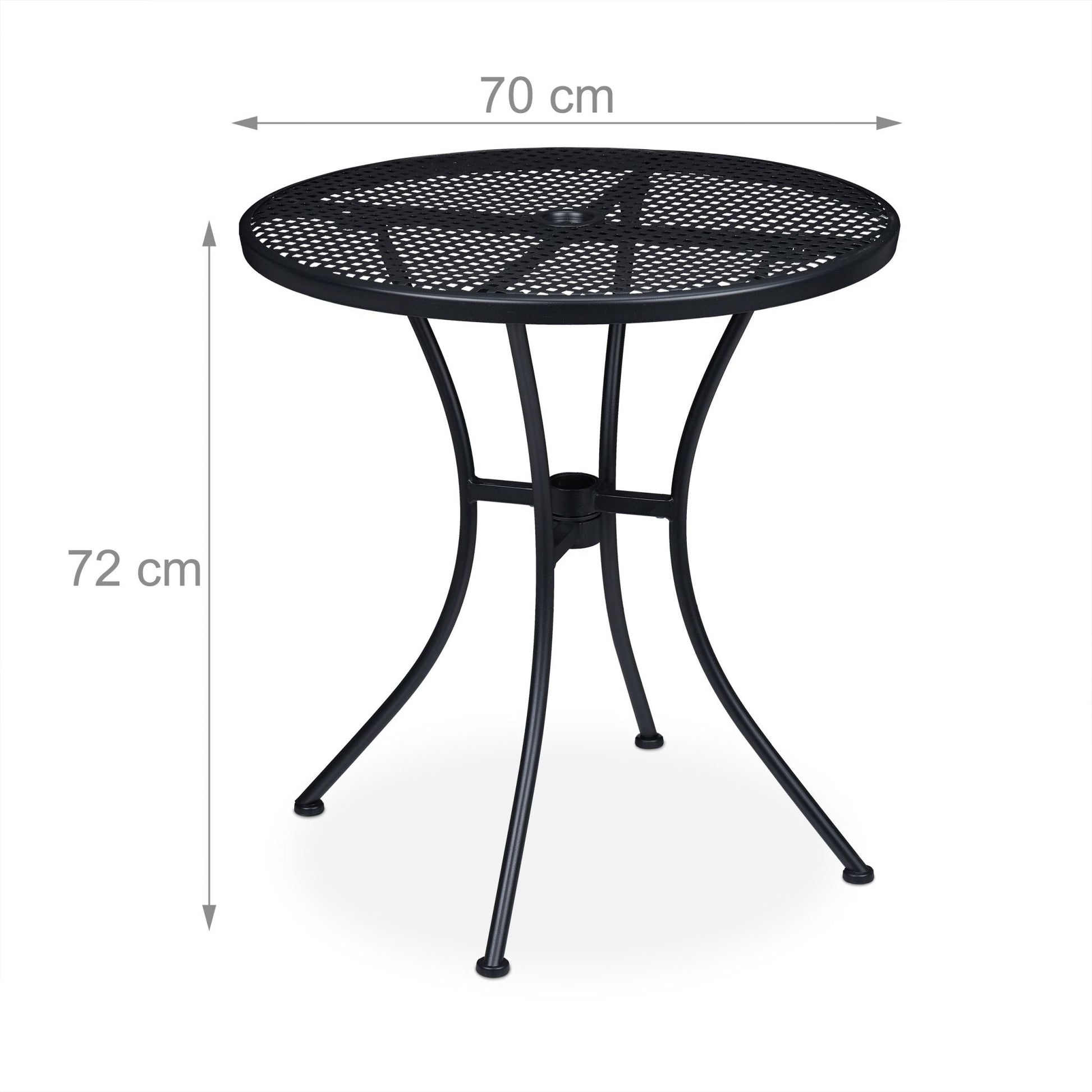 Gartentisch mit Schirmloch schwarz Schwarz von Relaxdays
