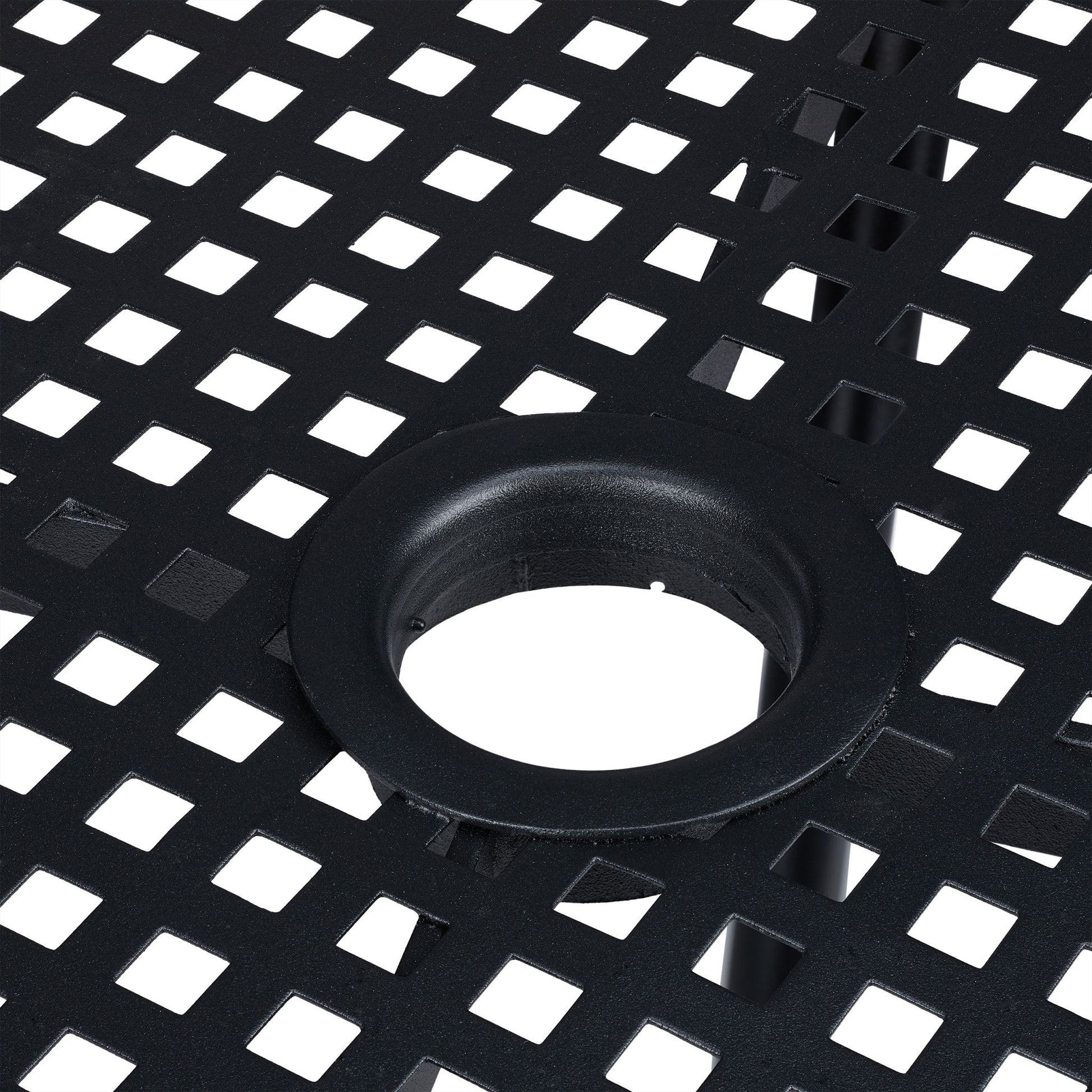 Gartentisch mit Schirmloch schwarz Schwarz von Relaxdays