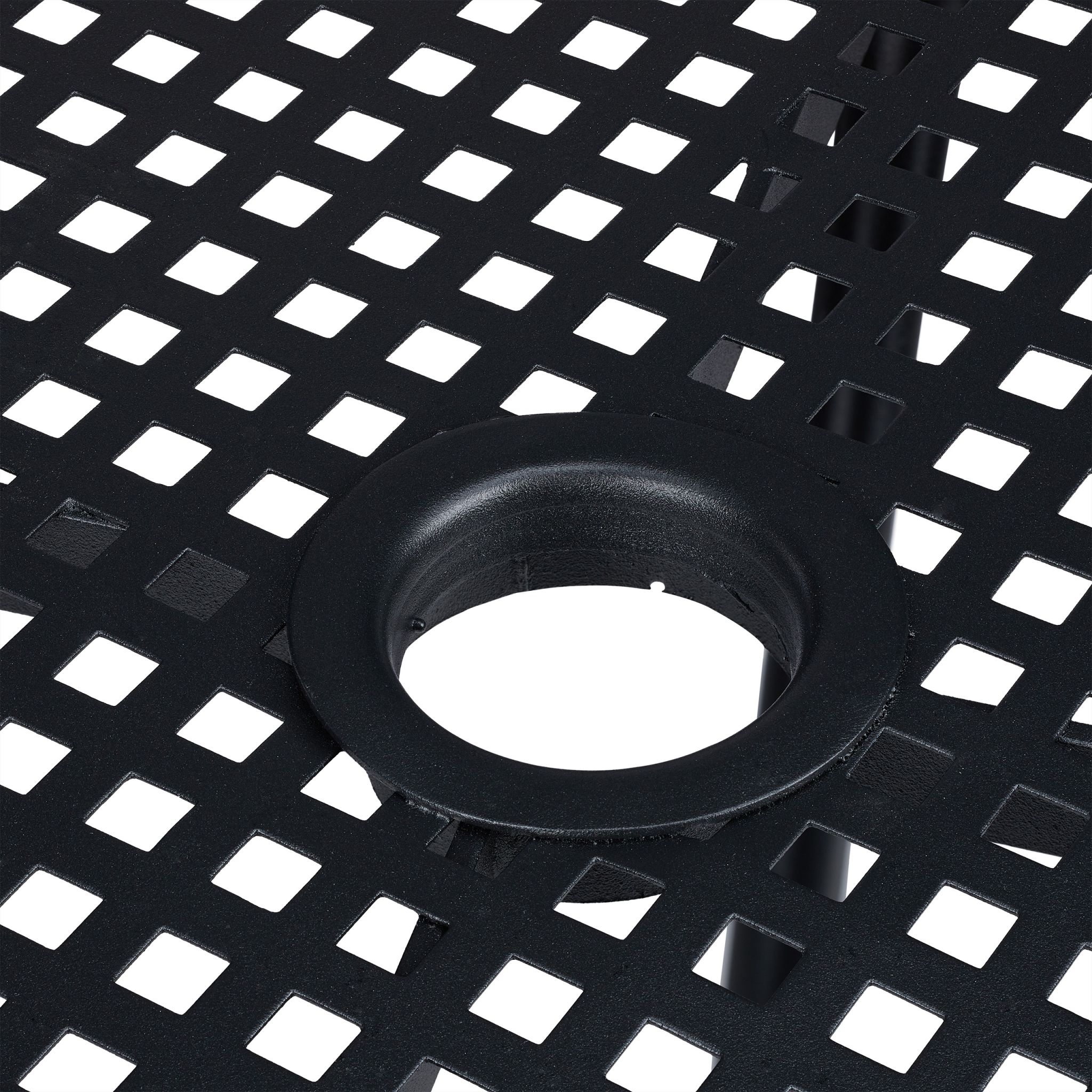 Gartentisch mit Schirmloch schwarz Schwarz von Relaxdays