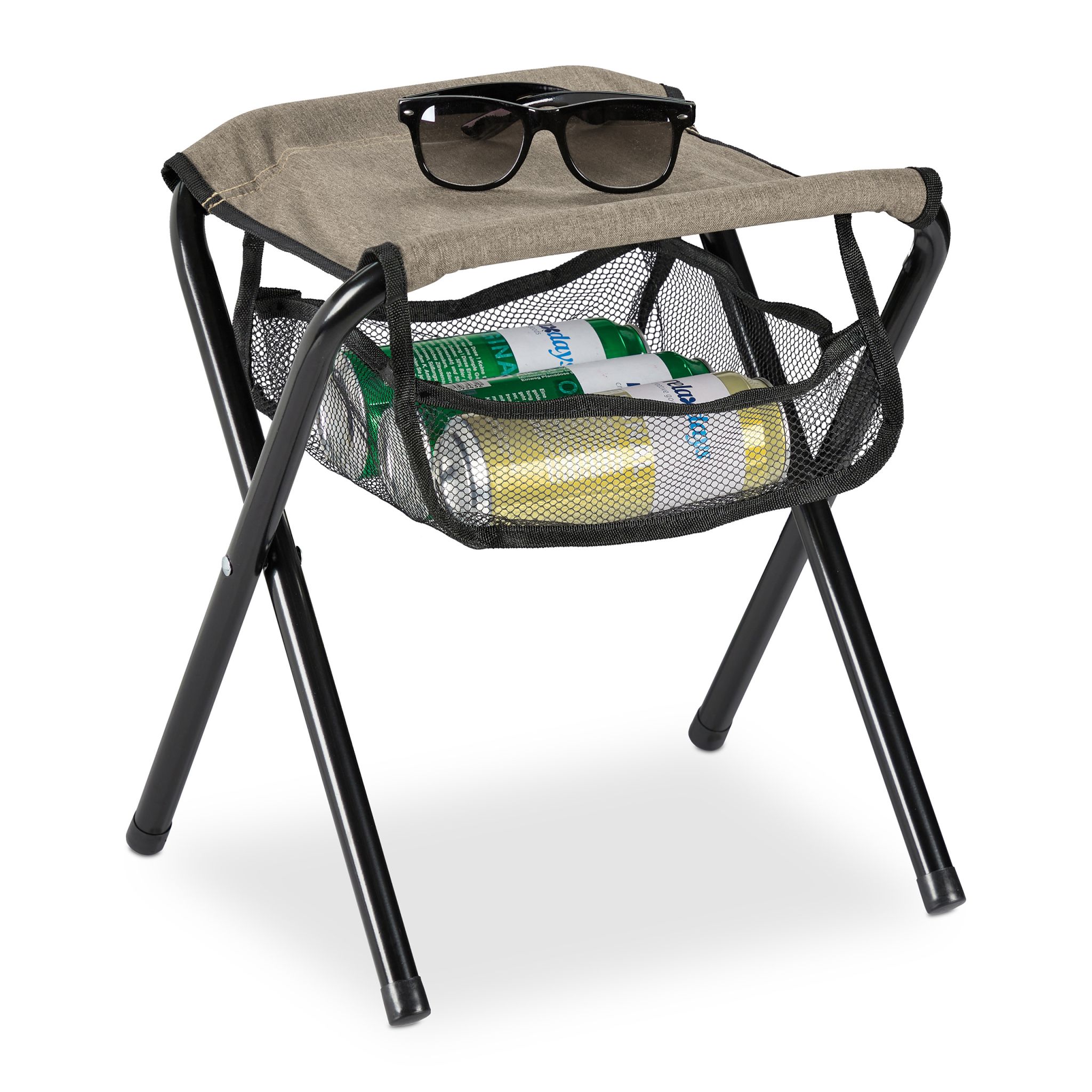 Klapphocker bis 120 kg Beige-Schwarz von Relaxdays