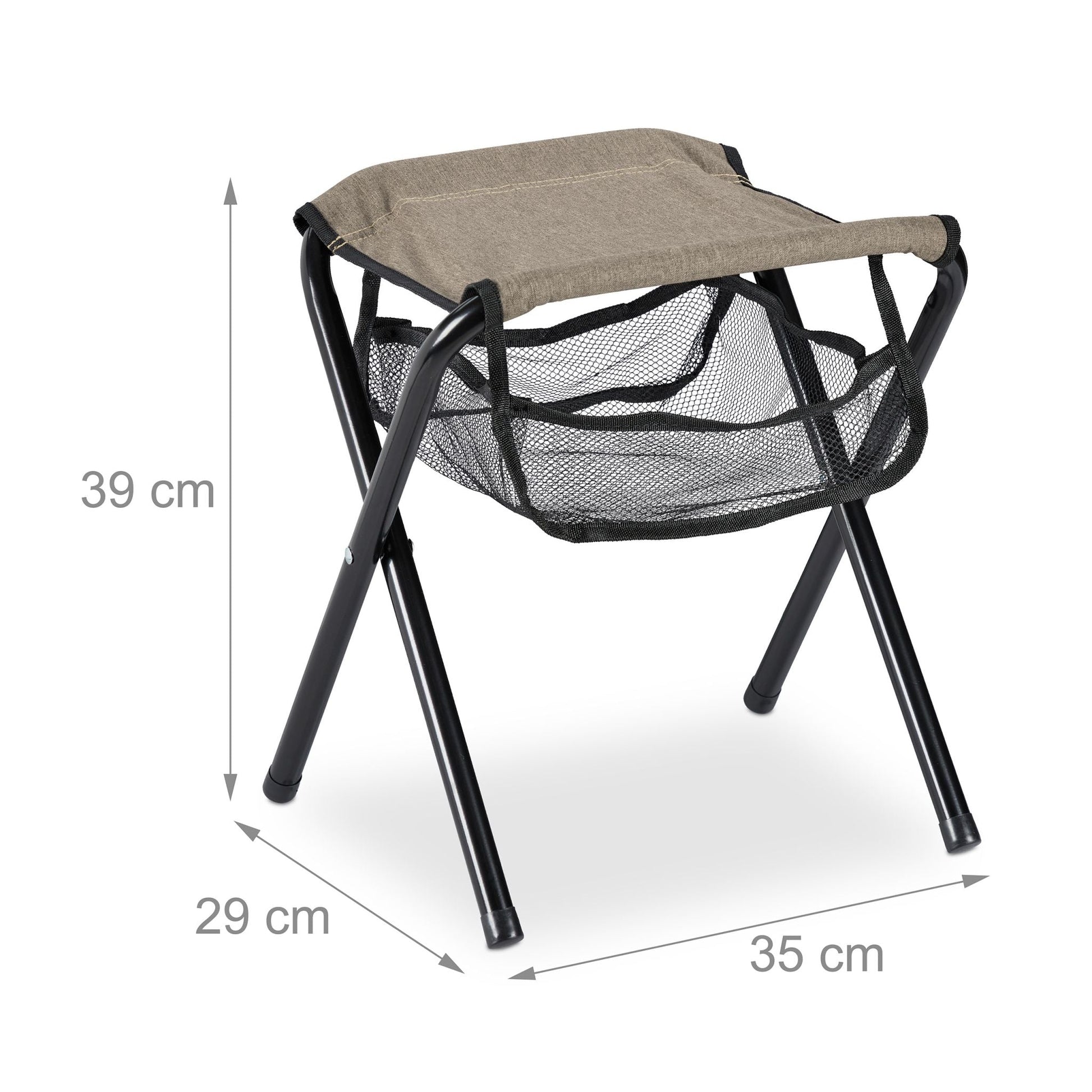 Klapphocker bis 120 kg Beige-Schwarz von Relaxdays