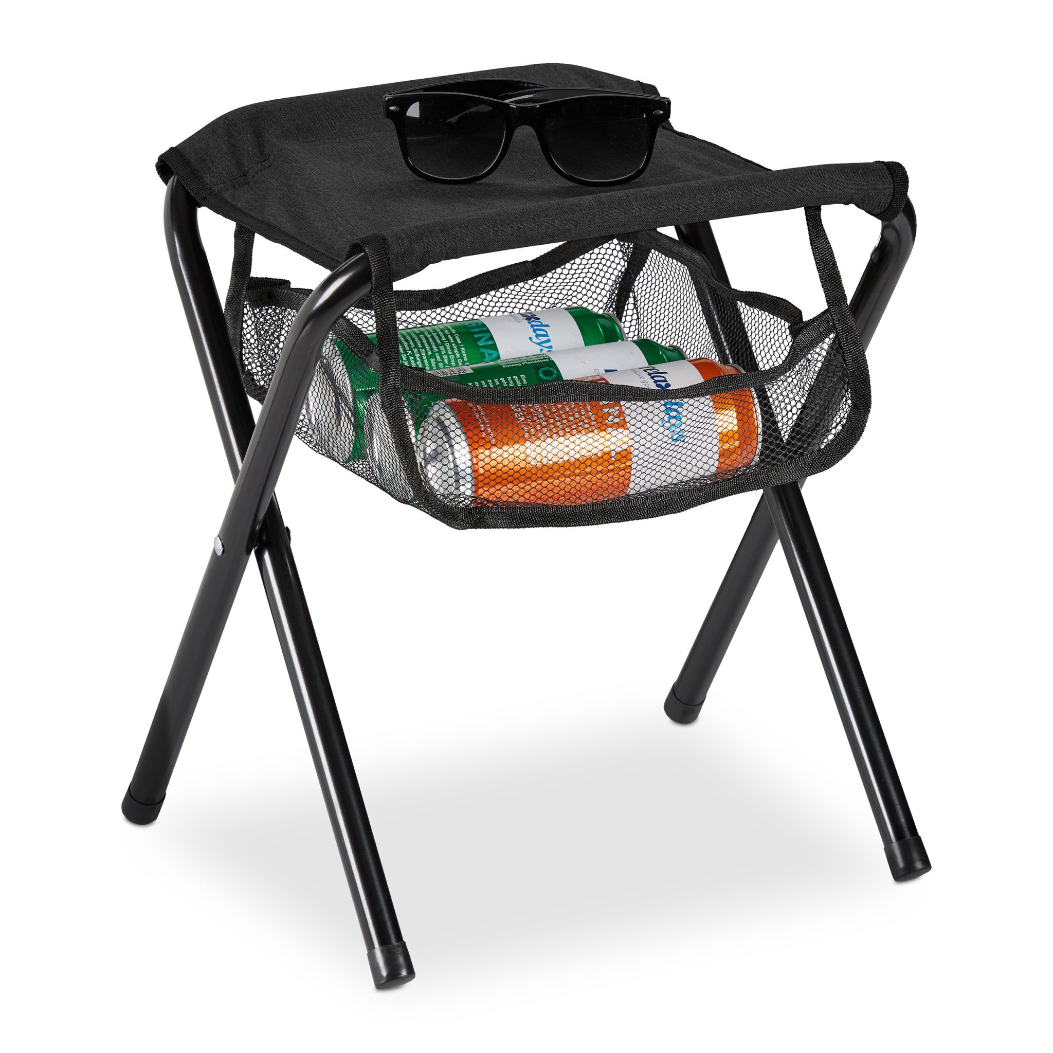Klapphocker bis 120 kg Schwarz von Relaxdays