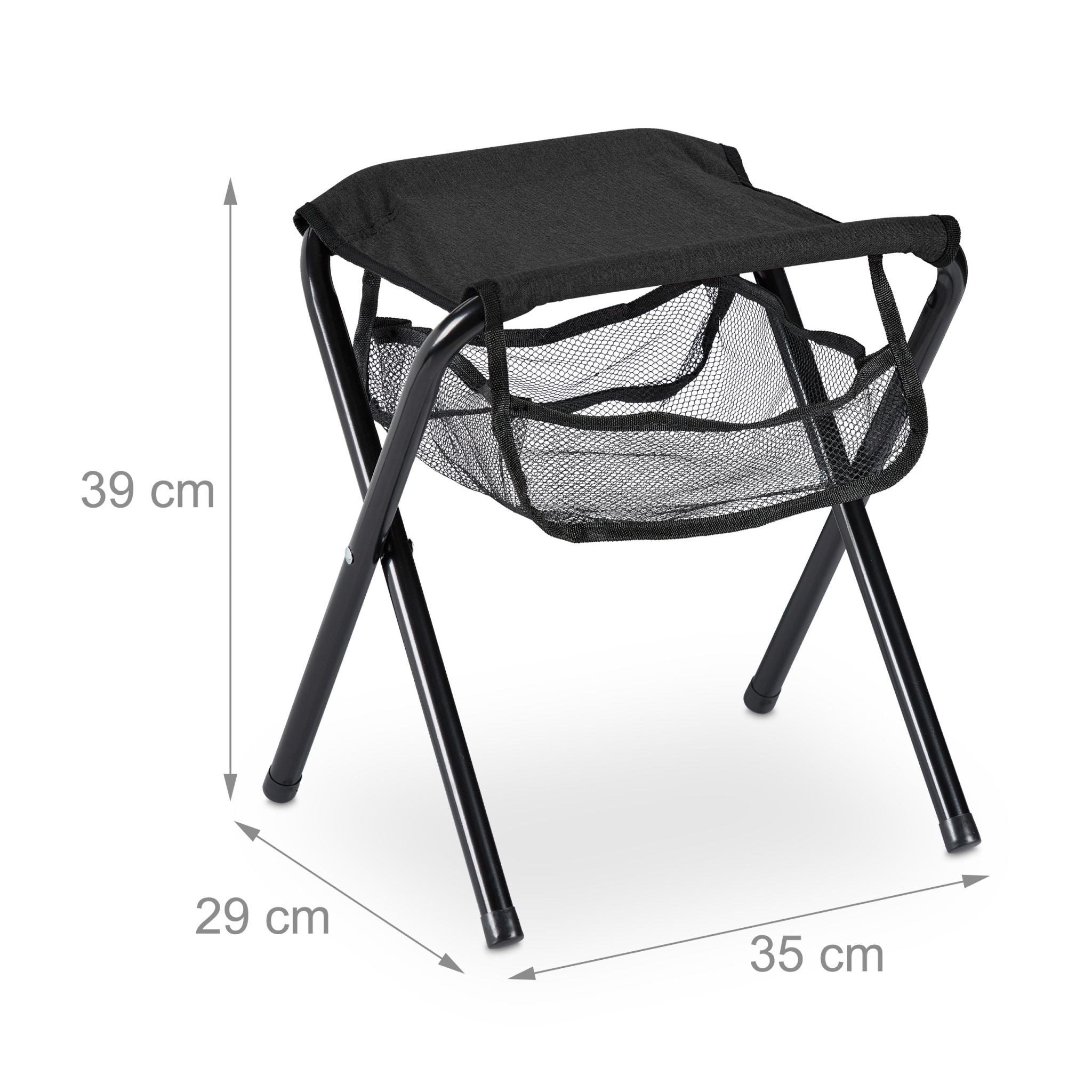 Klapphocker bis 120 kg Schwarz von Relaxdays