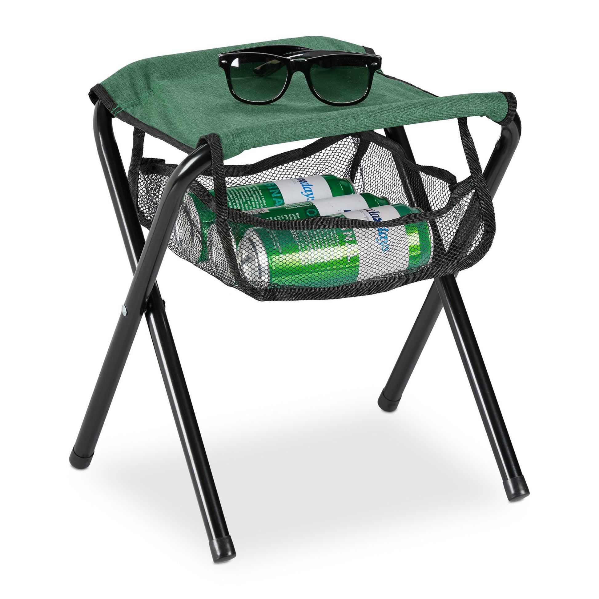 Klapphocker bis 120 kg Dunkelgrün-Schwarz von Relaxdays