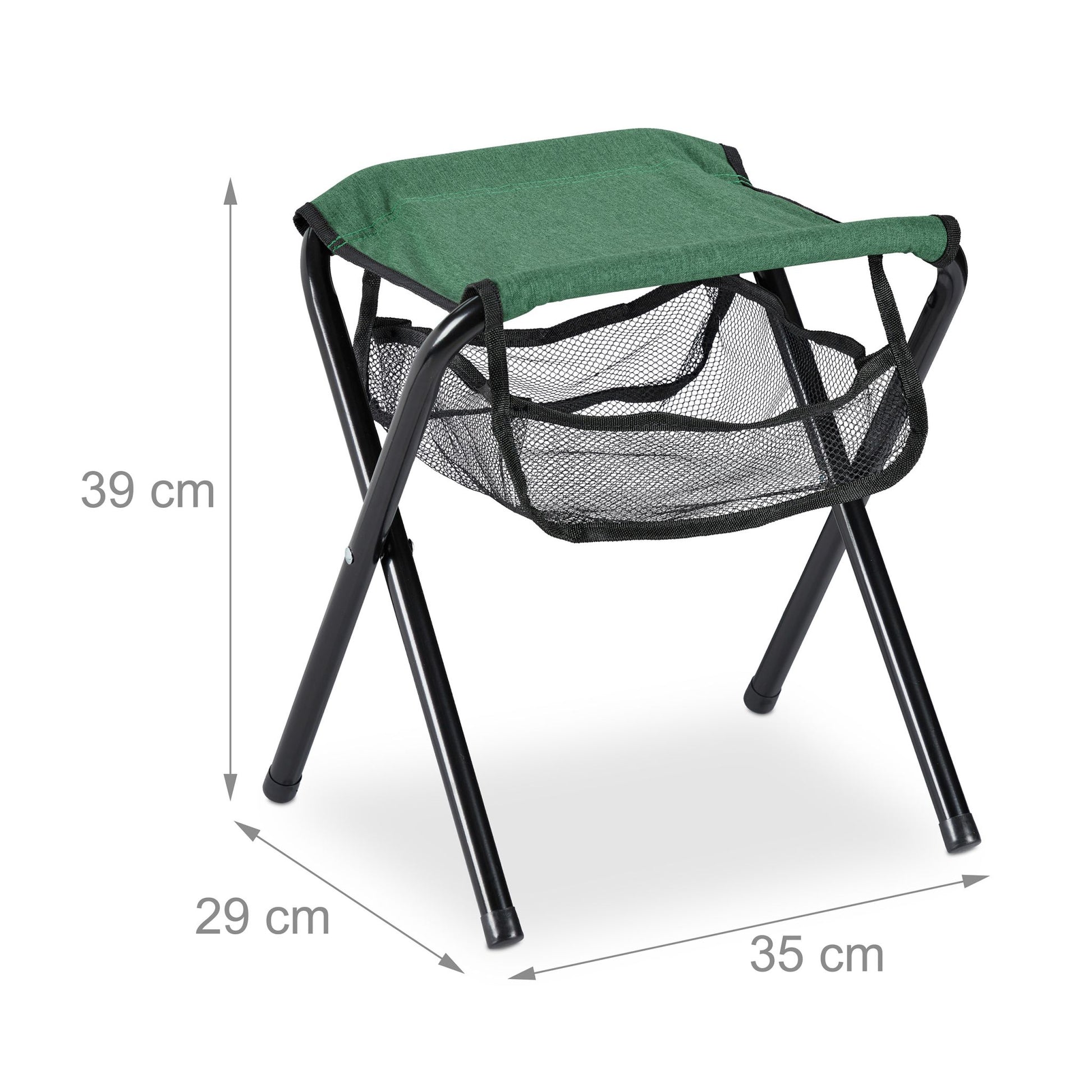 Klapphocker bis 120 kg Dunkelgrün-Schwarz von Relaxdays